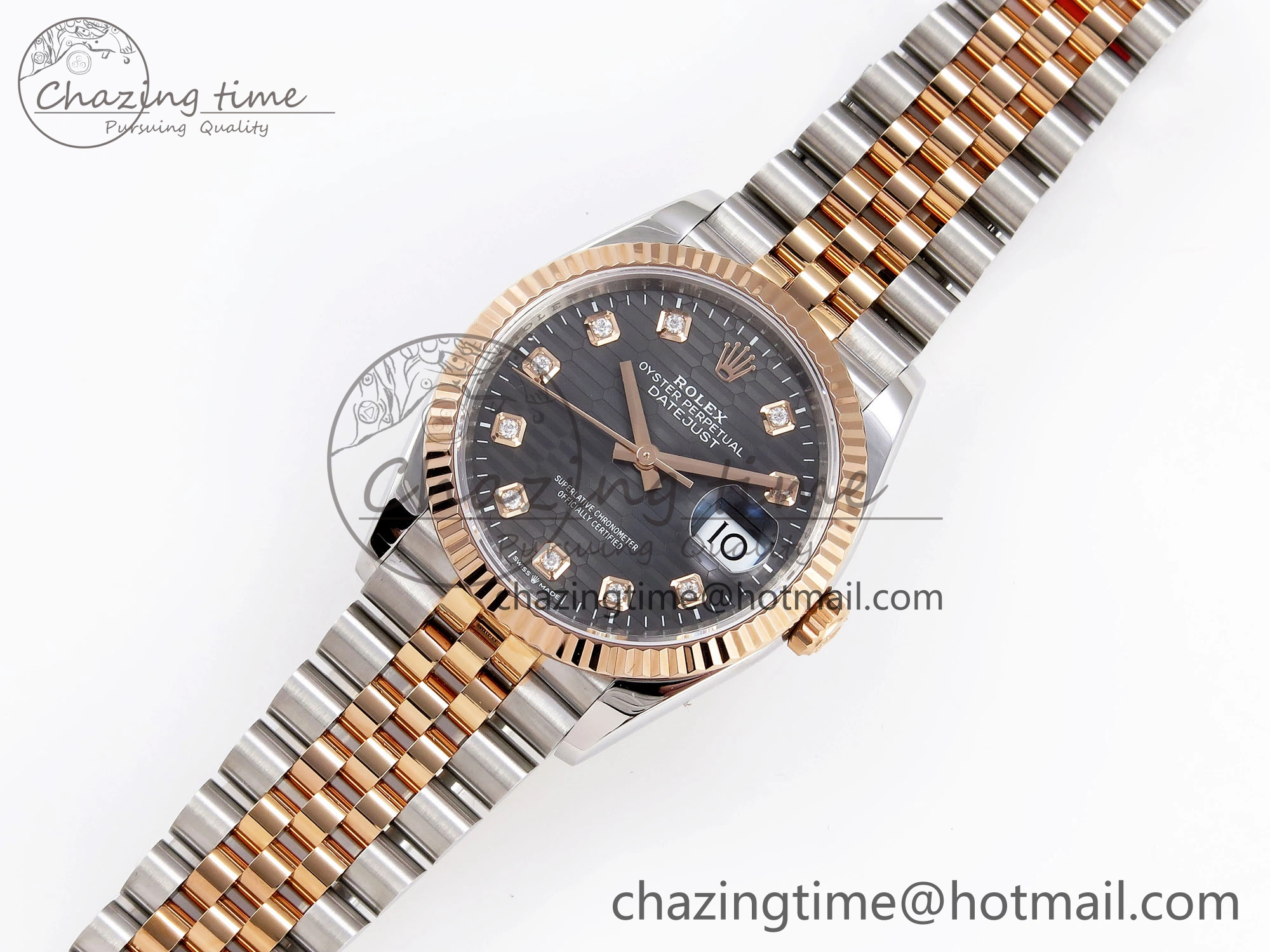 DateJust 36 SS RG 126231 VSF 1:1 Best Edition 904L Steel Gray Textured Diamonds Dial on Jubilee Bracelet VS3235