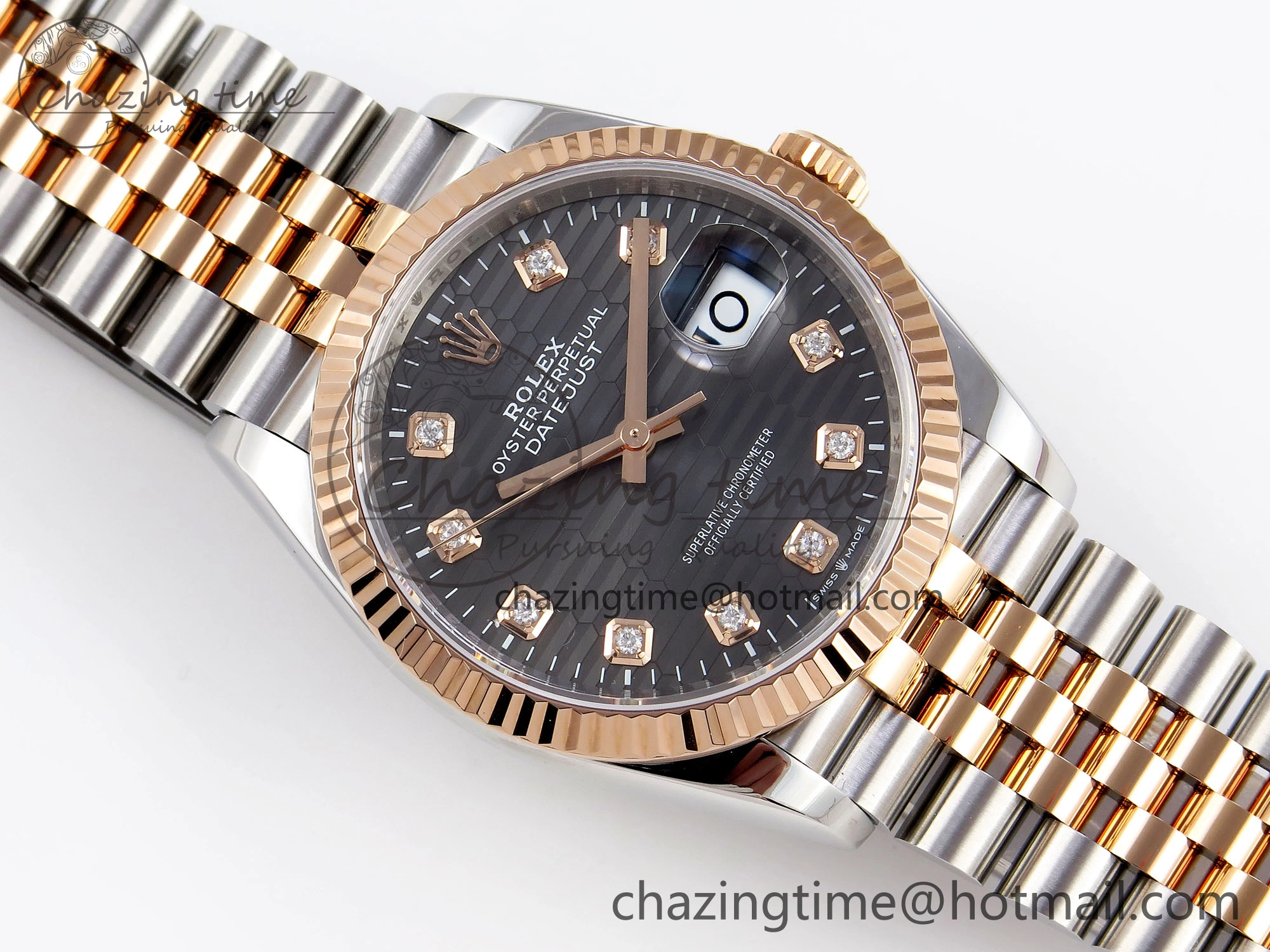 DateJust 36 SS RG 126231 VSF 1:1 Best Edition 904L Steel Gray Textured Diamonds Dial on Jubilee Bracelet VS3235