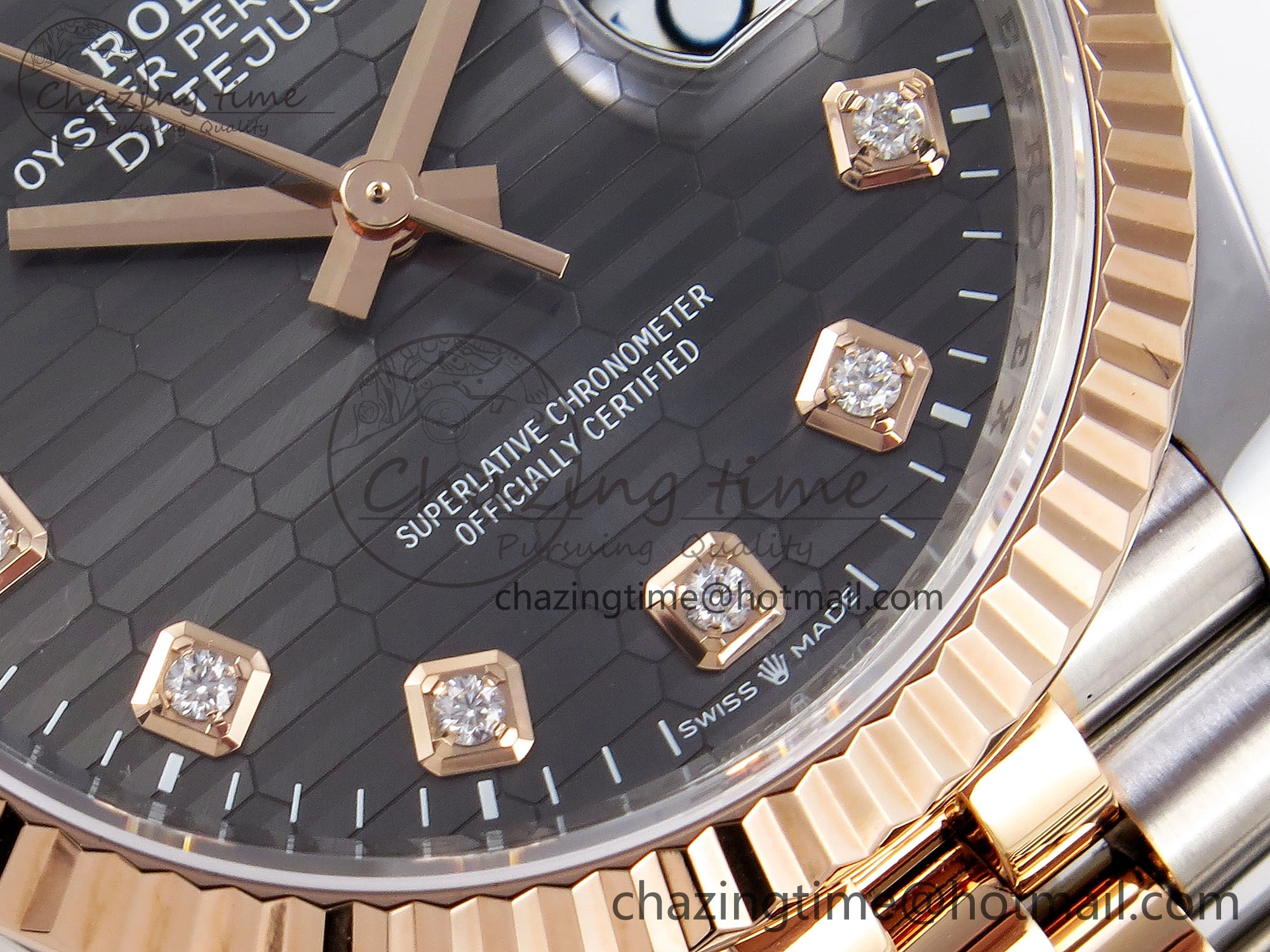 DateJust 36 SS RG 126231 VSF 1:1 Best Edition 904L Steel Gray Textured Diamonds Dial on Jubilee Bracelet VS3235