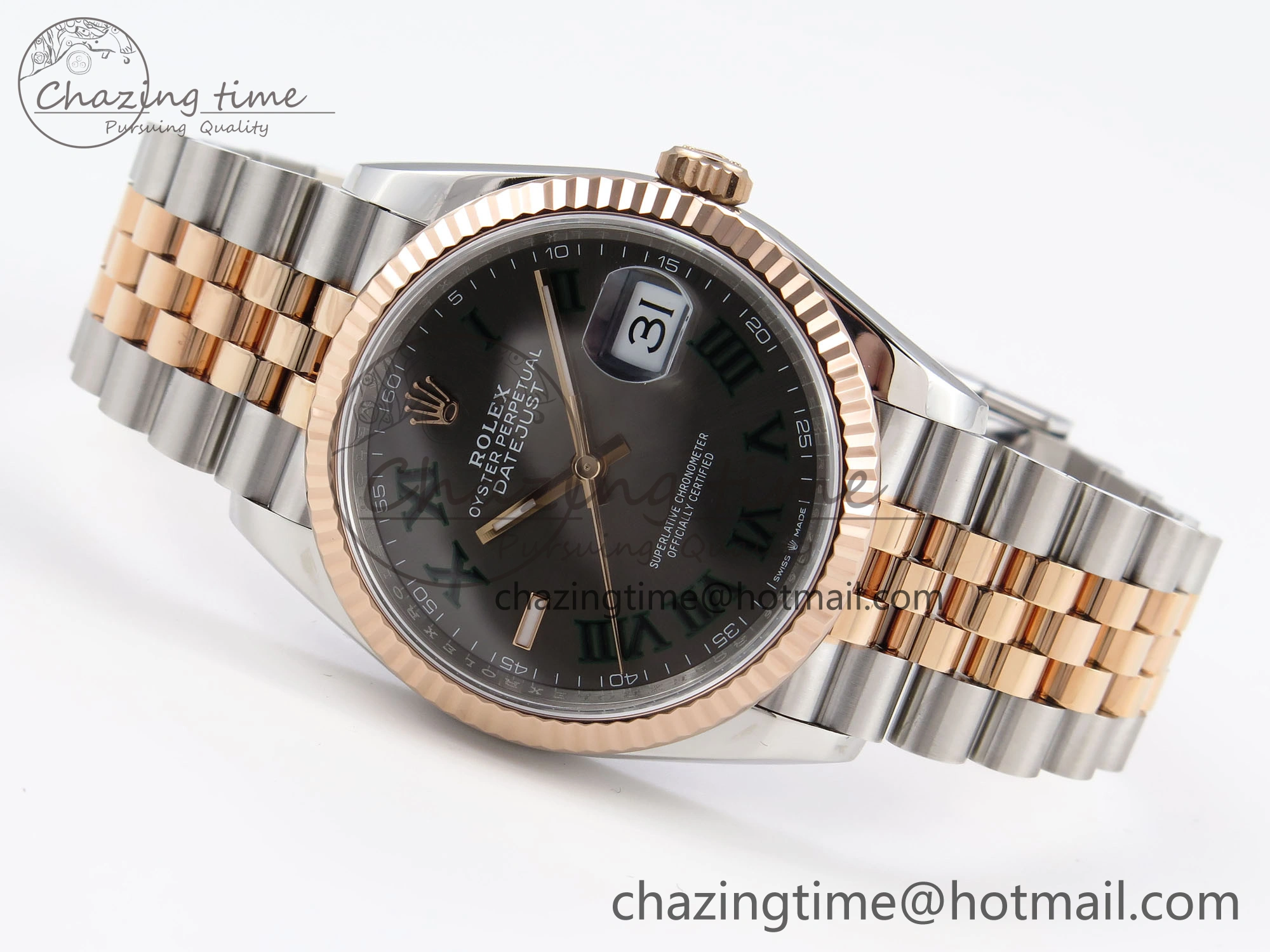 DateJust 36 SS RG 126231 VSF 1:1 Best Edition 904L Steel Gray Textured Diamonds Dial on Jubilee Bracelet VS3235