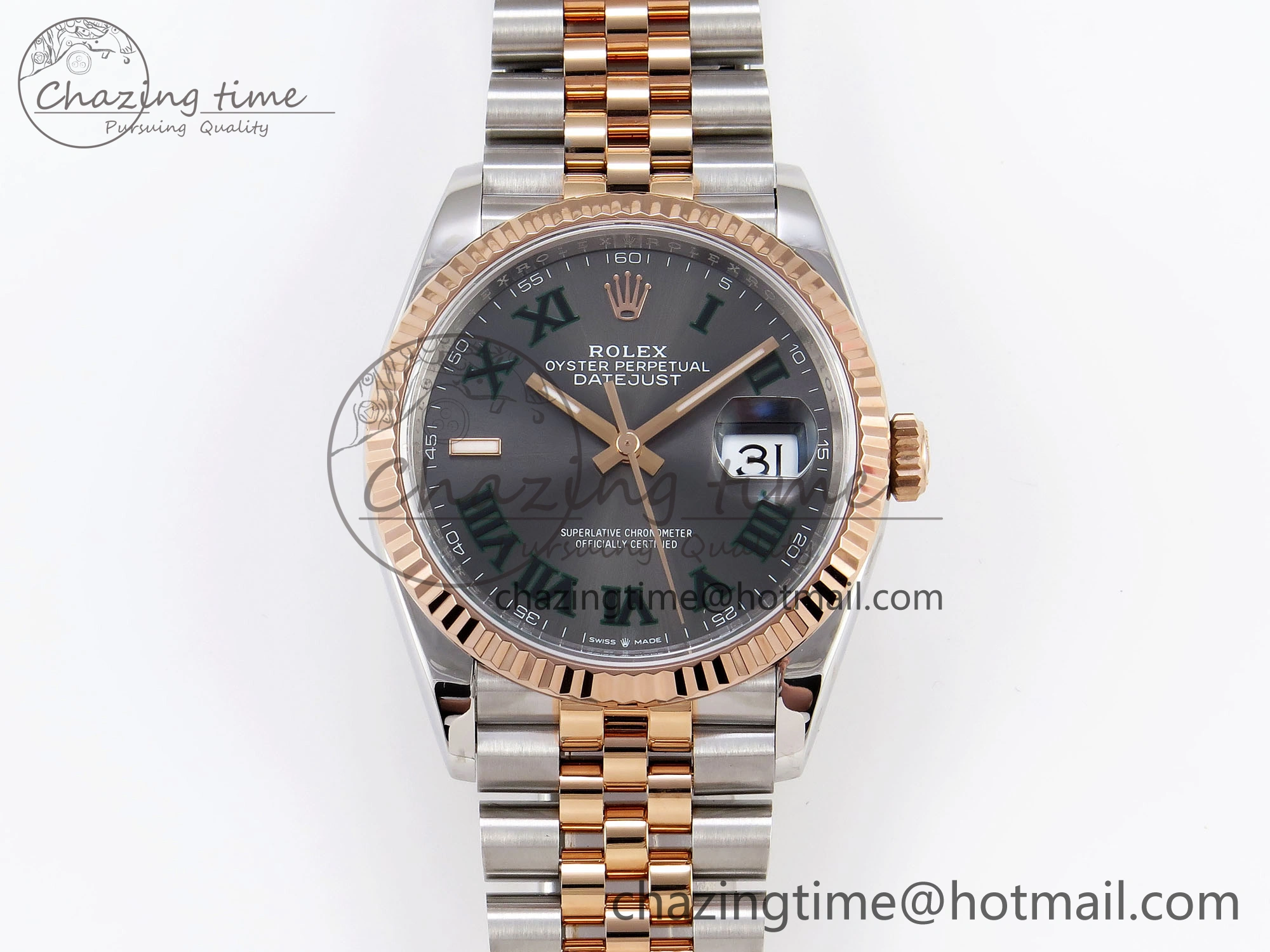 DateJust 36 SS RG 126231 VSF 1:1 Best Edition 904L Steel Gray Textured Diamonds Dial on Jubilee Bracelet VS3235