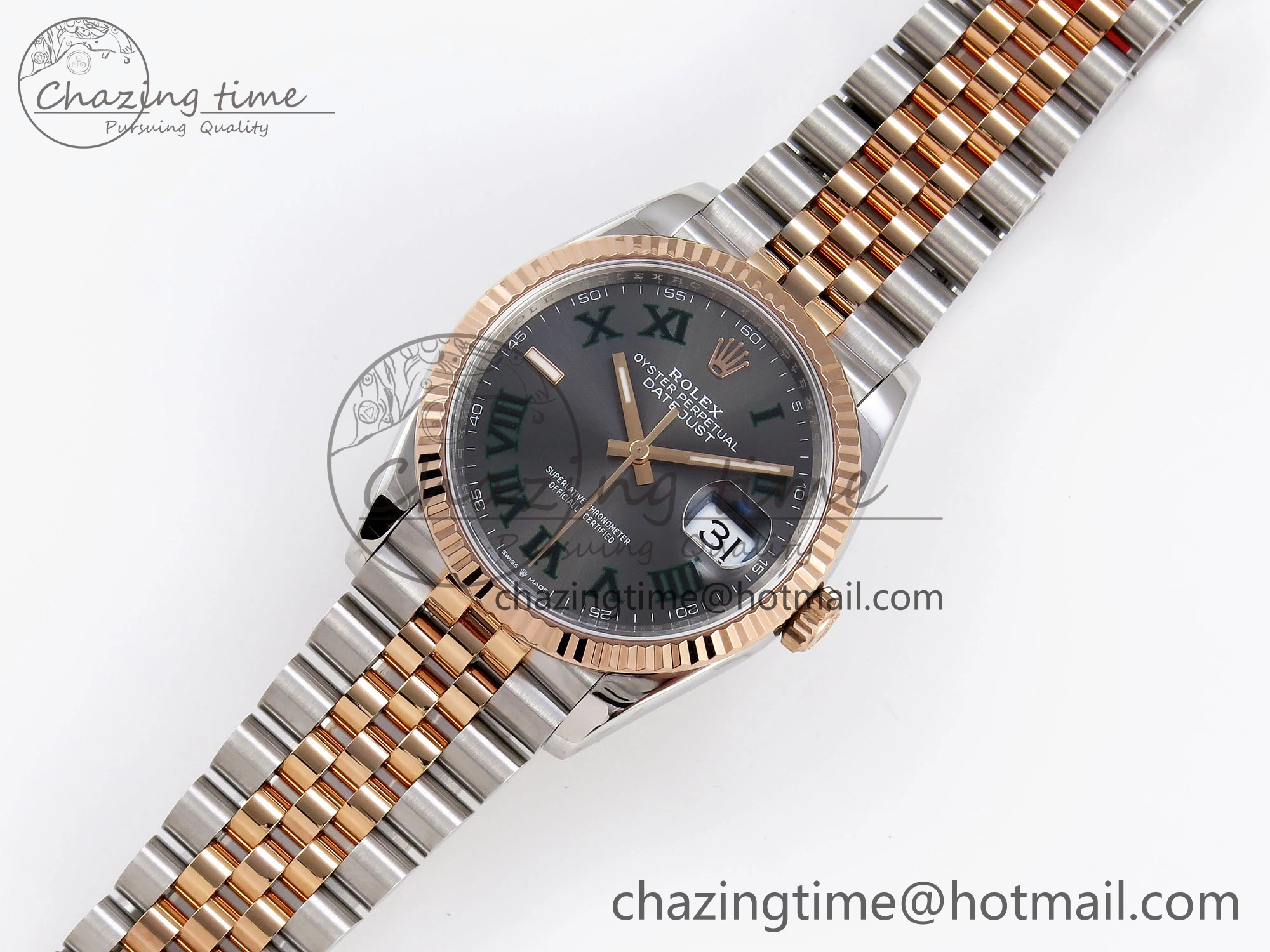DateJust 36 SS RG 126231 VSF 1:1 Best Edition 904L Steel Gray Textured Diamonds Dial on Jubilee Bracelet VS3235