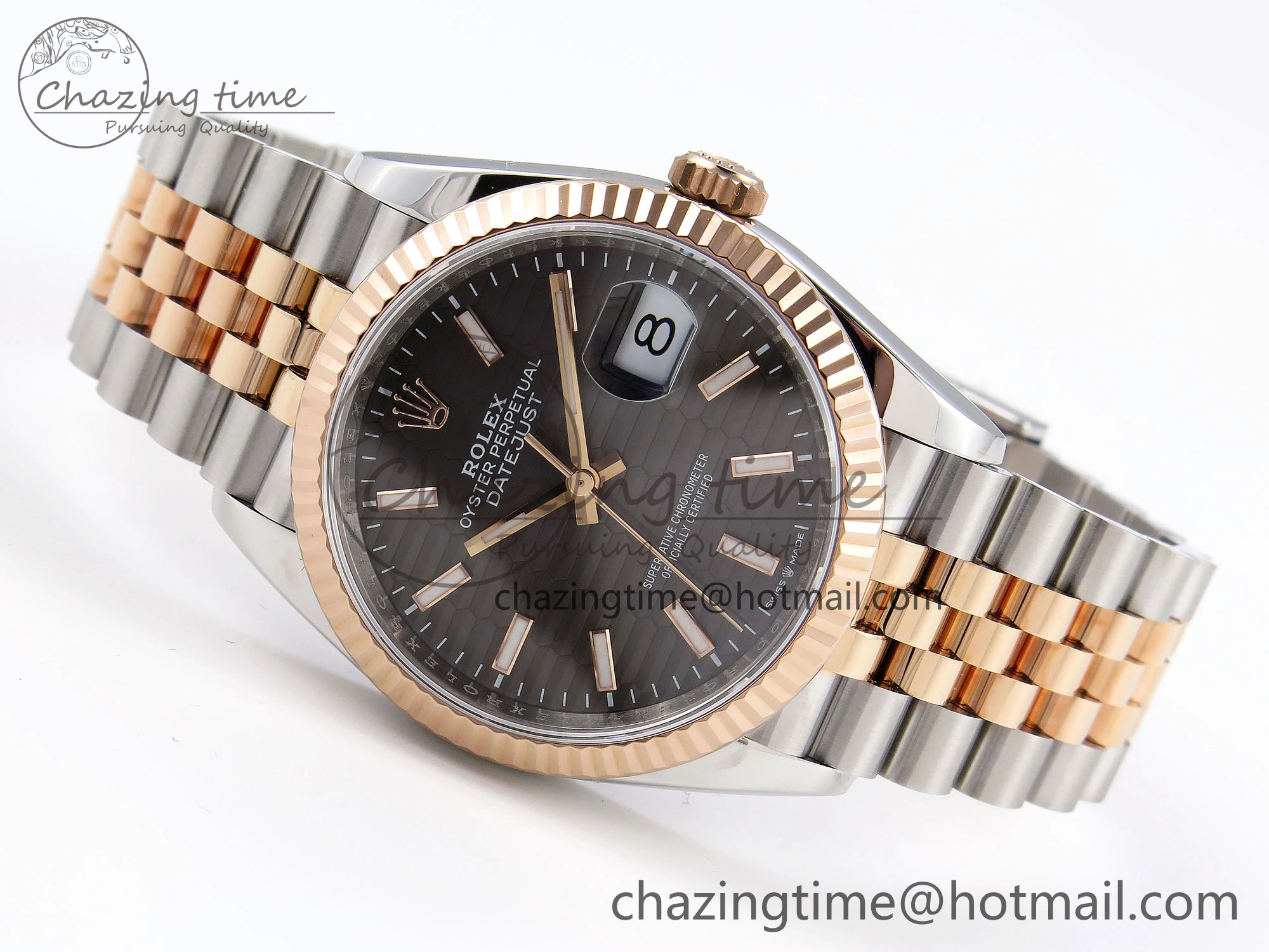 DateJust 36 SS RG 126231 VSF 1:1 Best Edition 904L Steel Gray Textured Stick Dial on Jubilee Bracelet VS3235