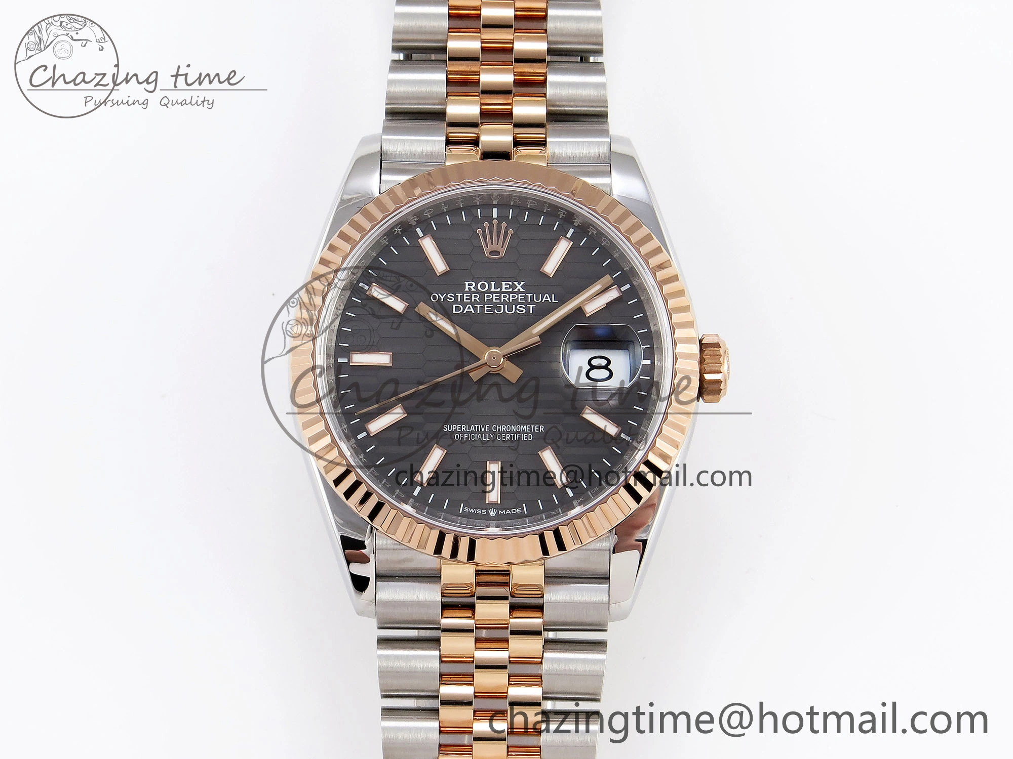 DateJust 36 SS RG 126231 VSF 1:1 Best Edition 904L Steel Gray Textured Stick Dial on Jubilee Bracelet VS3235