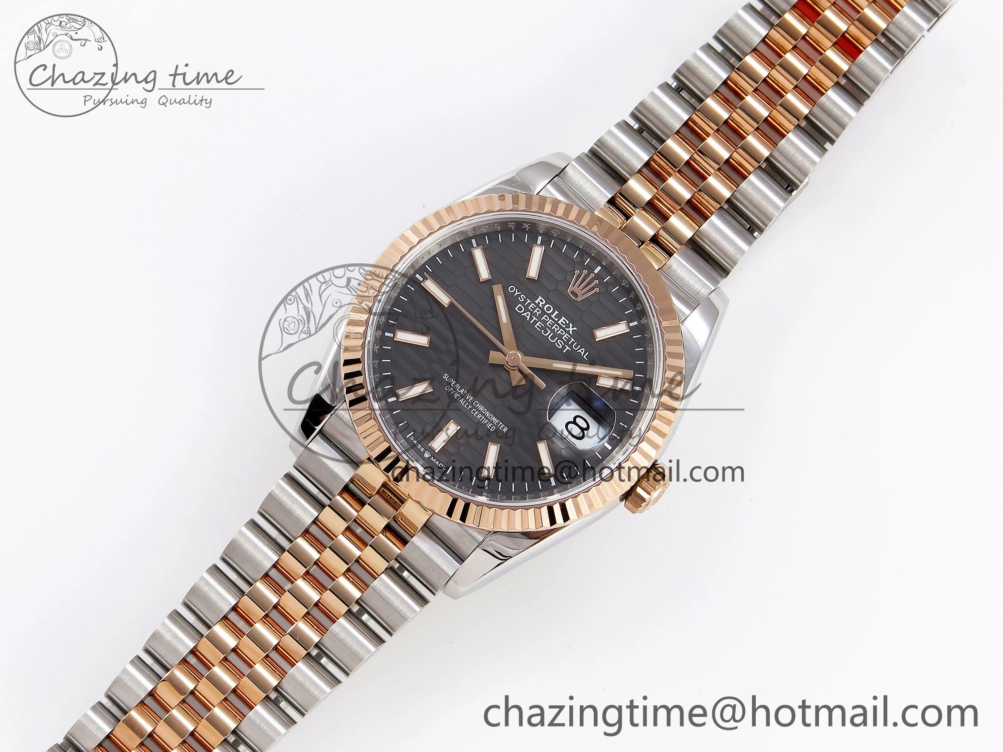 DateJust 36 SS RG 126231 VSF 1:1 Best Edition 904L Steel Gray Textured Stick Dial on Jubilee Bracelet VS3235