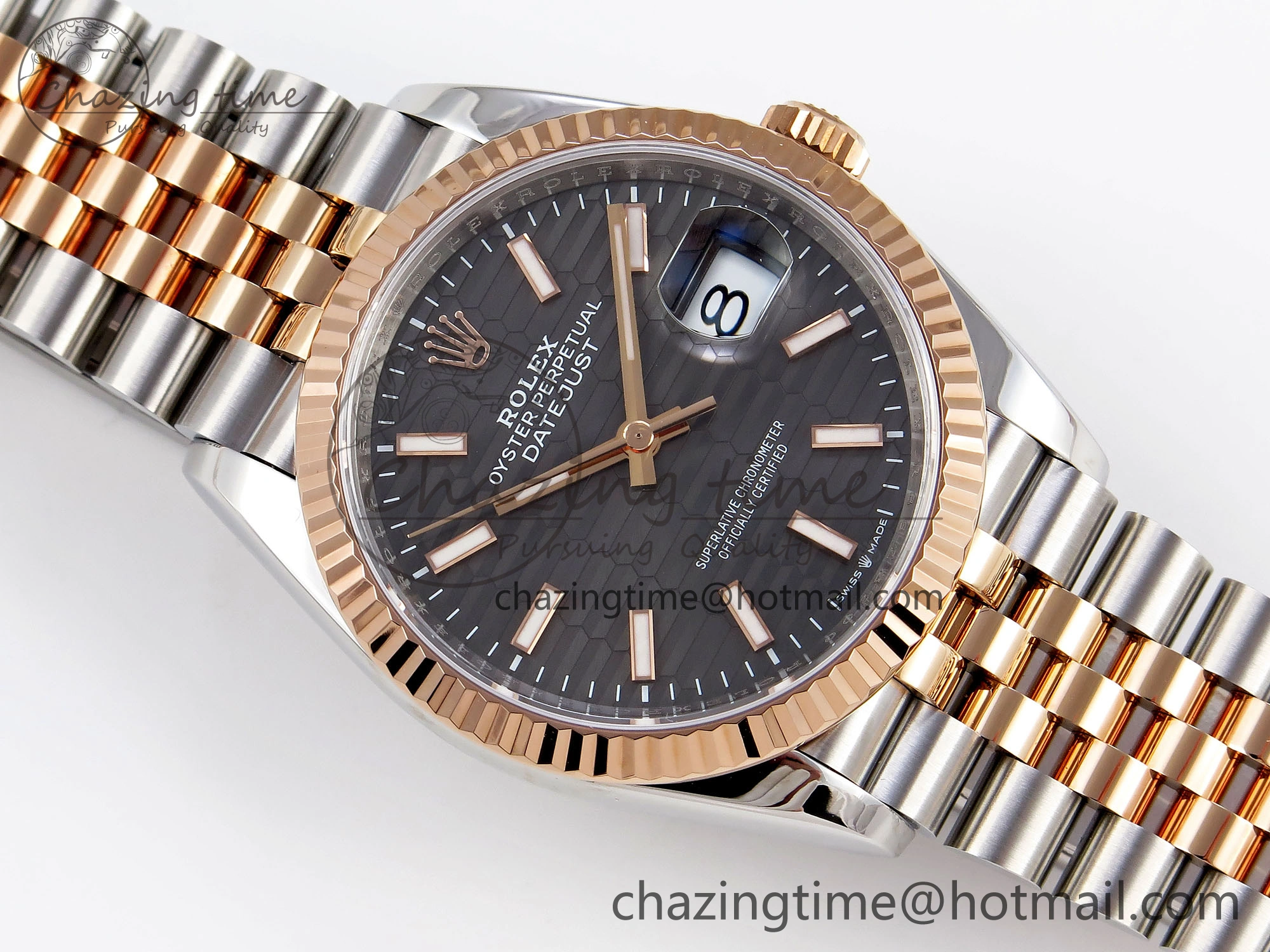DateJust 36 SS RG 126231 VSF 1:1 Best Edition 904L Steel Gray Textured Stick Dial on Jubilee Bracelet VS3235