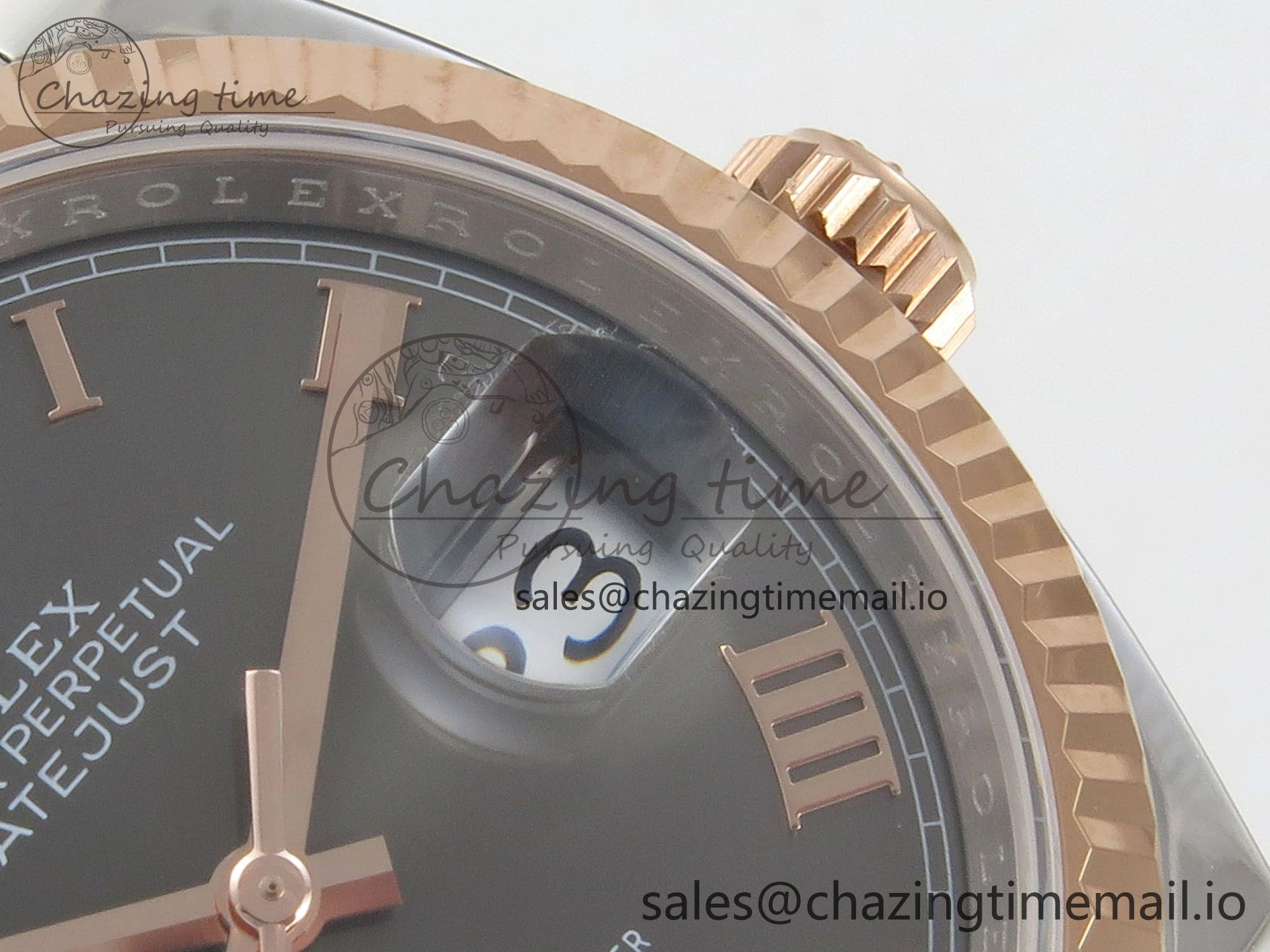 DateJust 36 SS RG ARF 1:1 Best Edition 904L Steel Gray Dial RG Roman on Oyster Bracelet SH3235