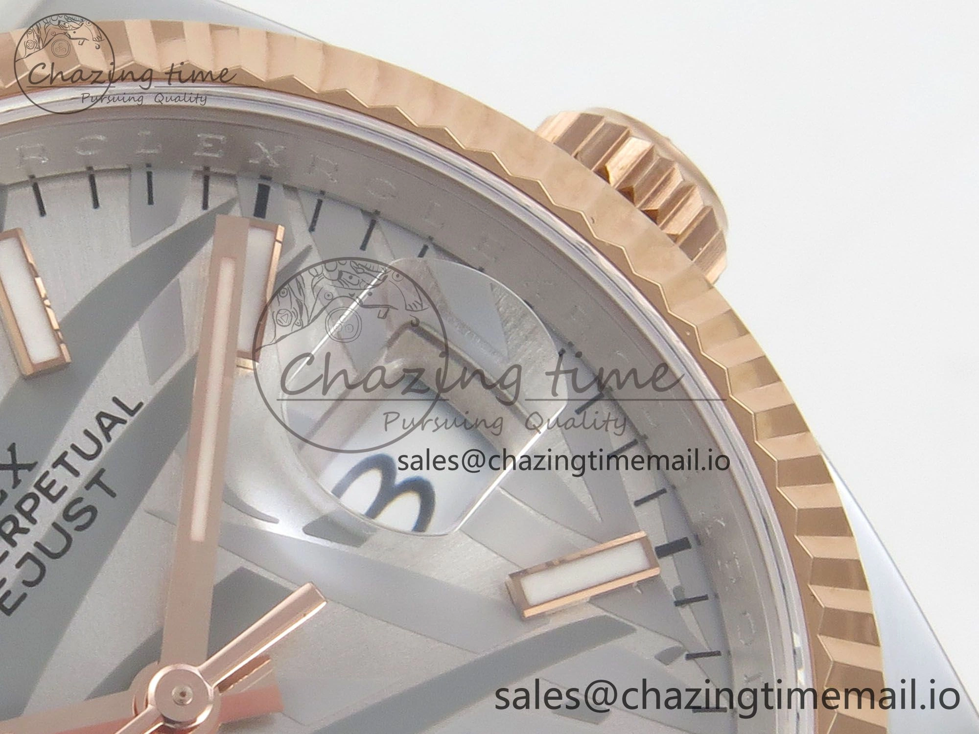 DateJust 36 SS RG ARF 1:1 Best Edition 904L Steel Gray Leaf Stick Dial on Oyster Bracelet SH3235