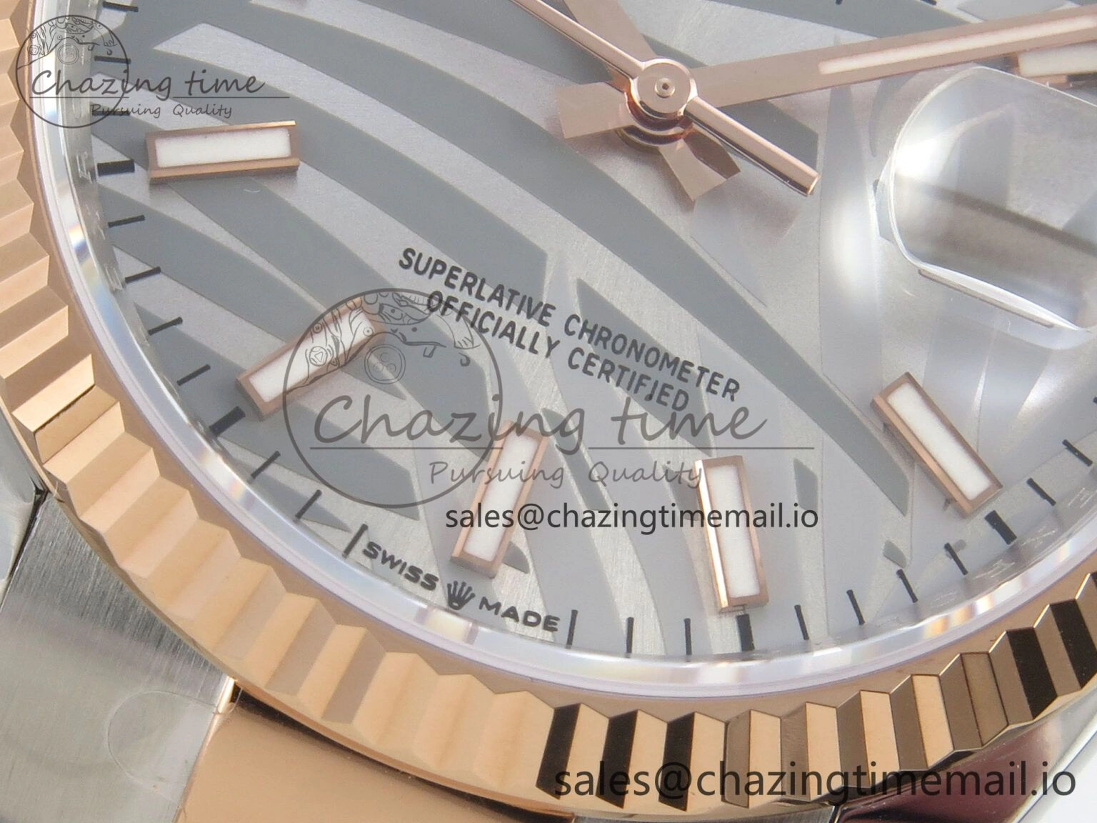 DateJust 36 SS RG ARF 1:1 Best Edition 904L Steel Gray Leaf Stick Dial on Oyster Bracelet SH3235