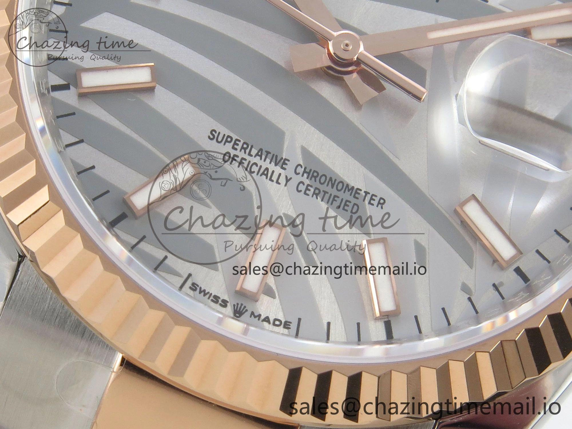 DateJust 36 SS RG ARF 1:1 Best Edition 904L Steel Gray Leaf Stick Dial on Oyster Bracelet SH3235
