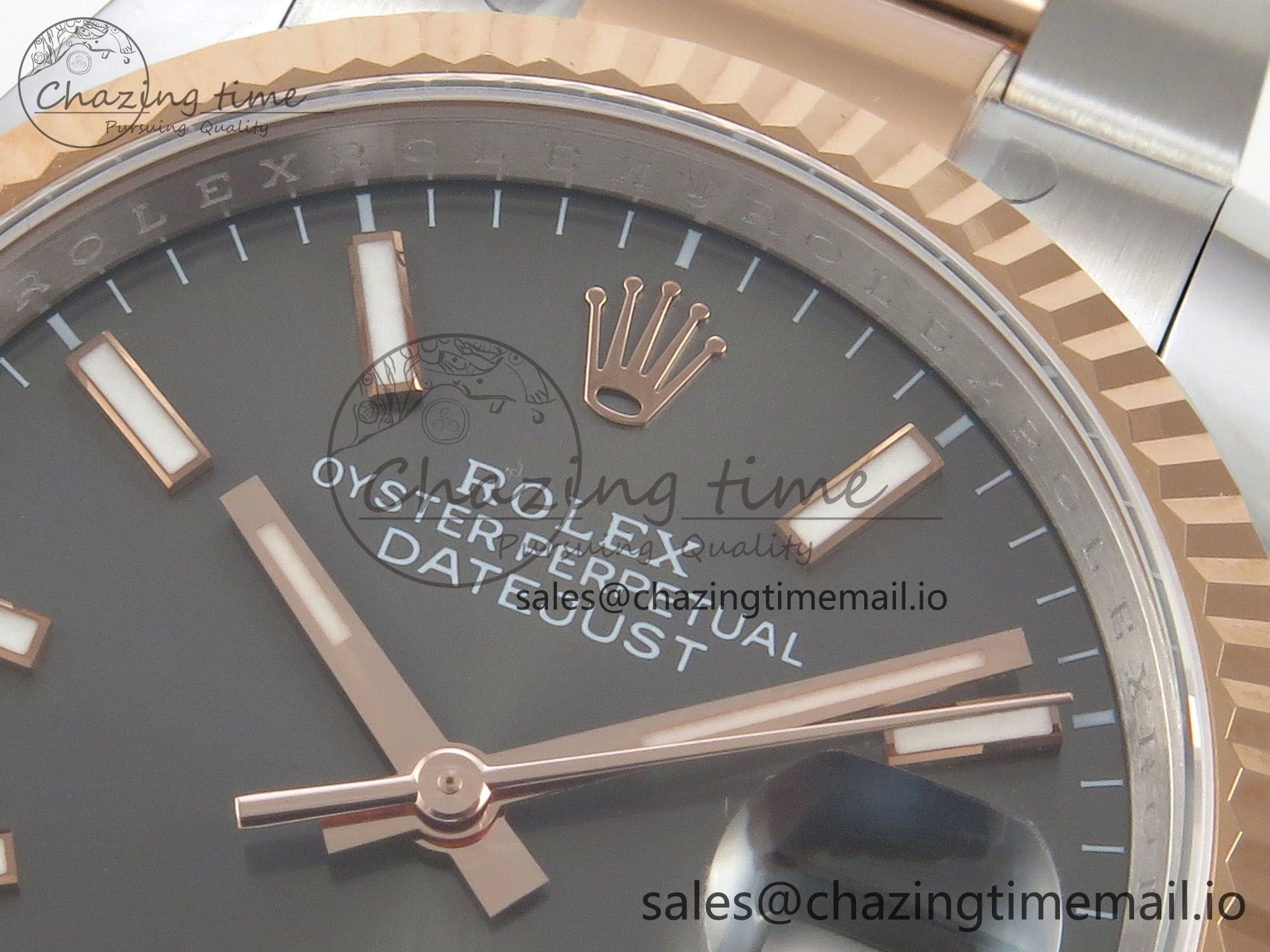 DateJust 36 SS RG ARF 1:1 Best Edition 904L Steel Gray Stick Dial on Oyster Bracelet SH3235