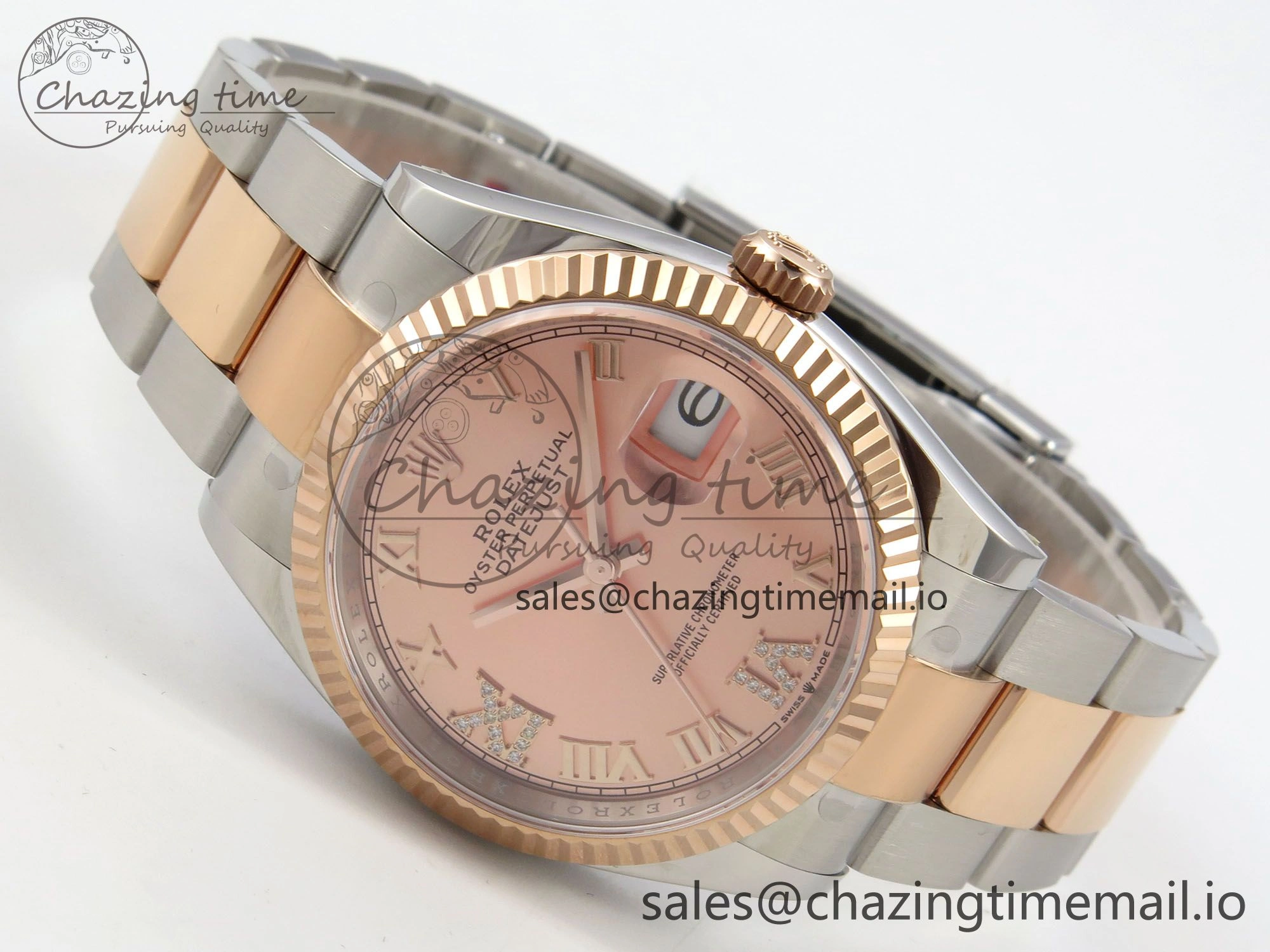 DateJust 36 SS RG ARF 1:1 Best Edition 904L Steel RG Roman Dial on Oyster Bracelet SH3235