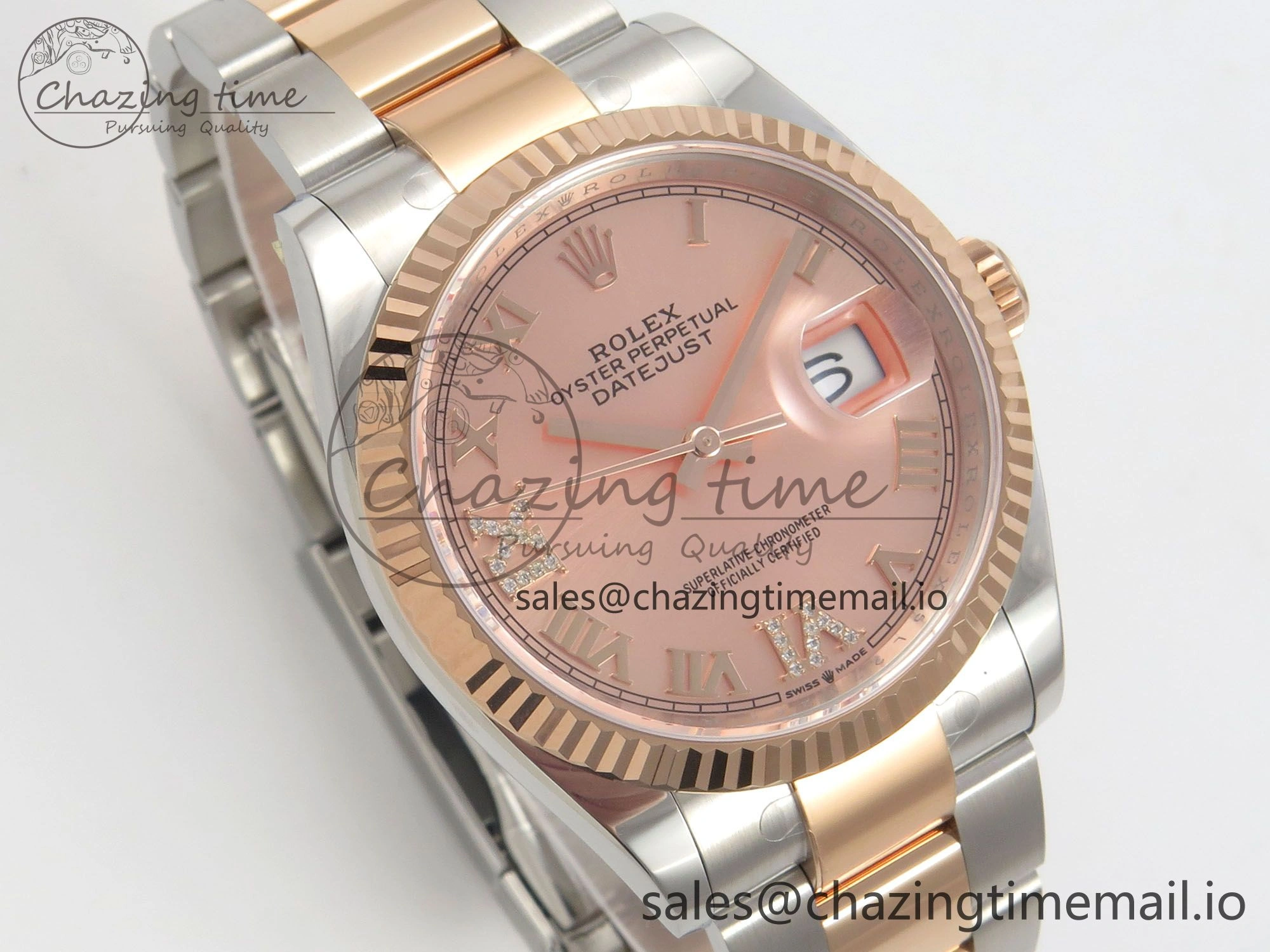 DateJust 36 SS RG ARF 1:1 Best Edition 904L Steel RG Roman Dial on Oyster Bracelet SH3235