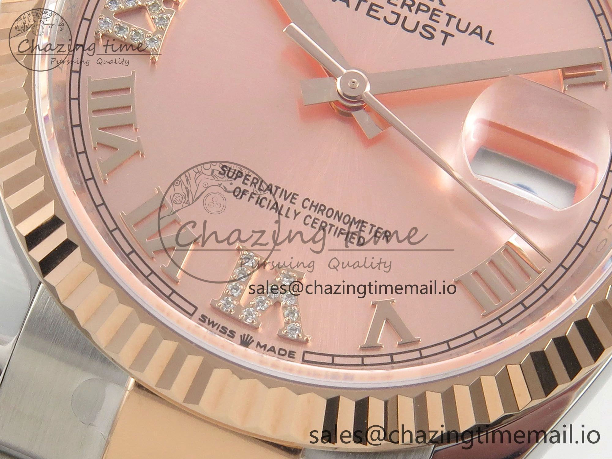 DateJust 36 SS RG ARF 1:1 Best Edition 904L Steel RG Roman Dial on Oyster Bracelet SH3235