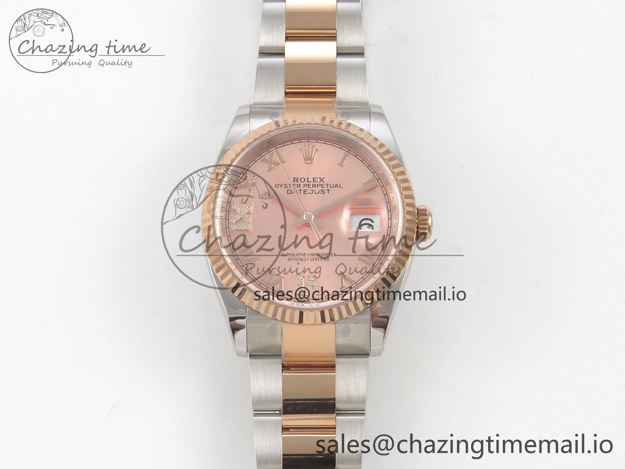 DateJust 36 SS RG ARF 1:1 Best Edition 904L Steel RG Roman Dial on Oyster Bracelet SH3235