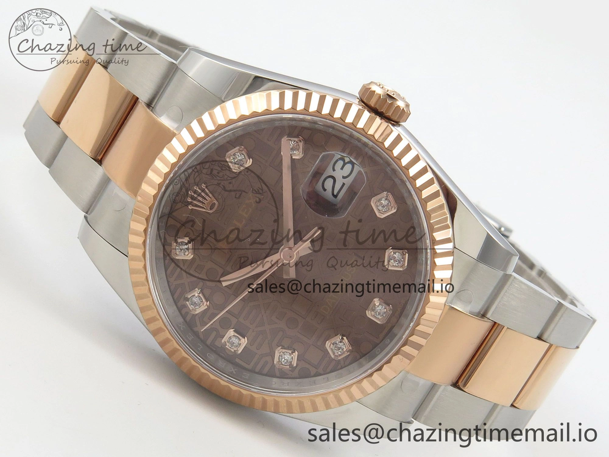 DateJust 36 SS RG ARF 1:1 Best Edition 904L Steel Rolxx Brown Diamonds Dial on Oyster Bracelet SH3235