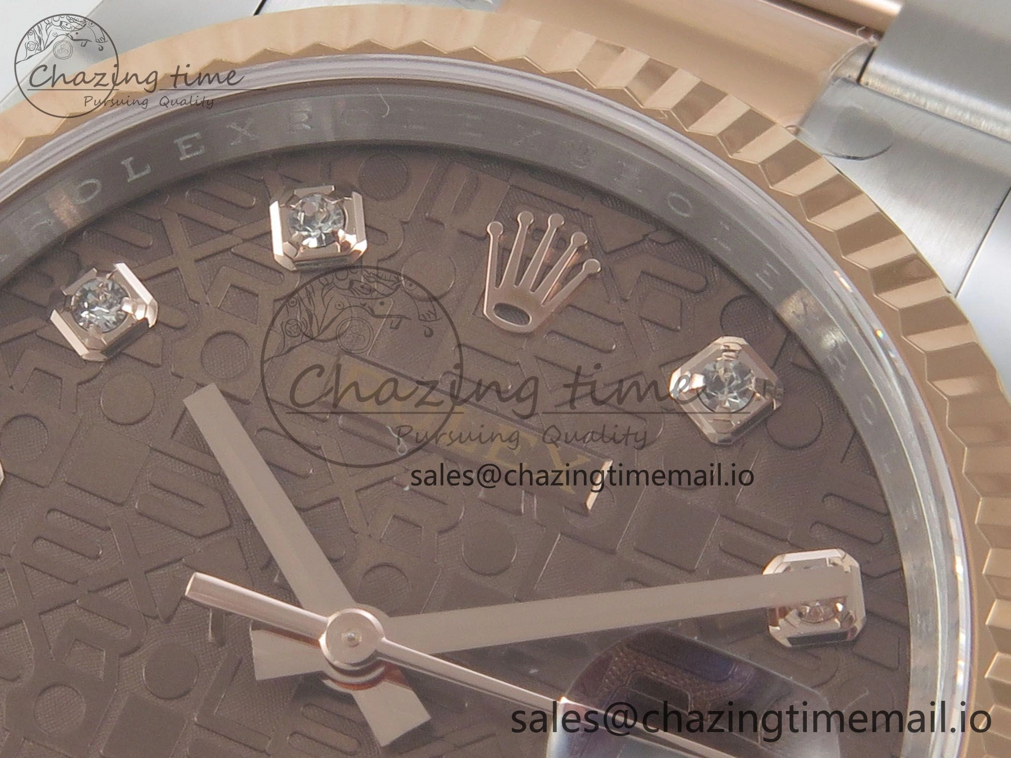 DateJust 36 SS RG ARF 1:1 Best Edition 904L Steel Rolxx Brown Diamonds Dial on Oyster Bracelet SH3235