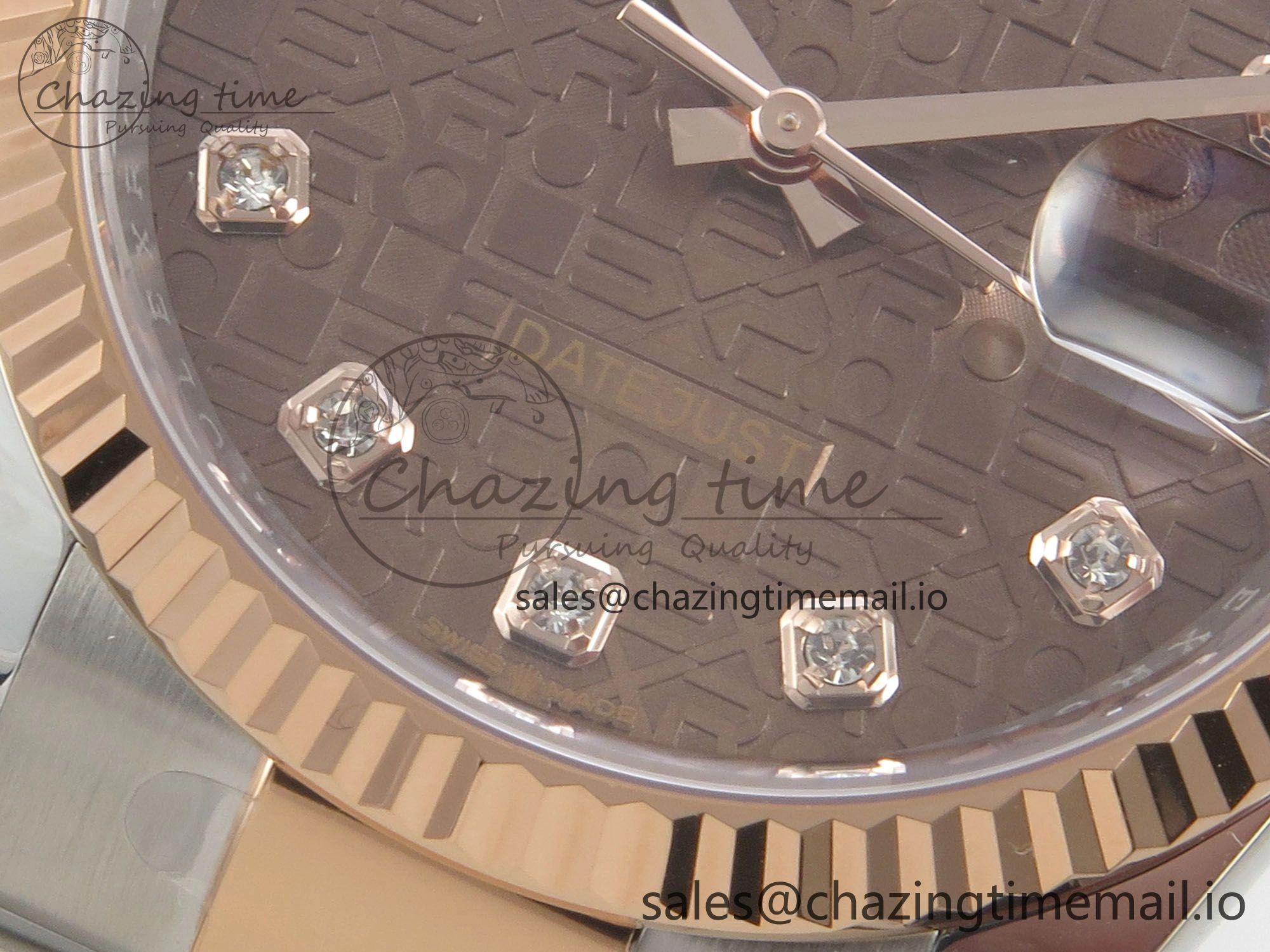 DateJust 36 SS RG ARF 1:1 Best Edition 904L Steel Rolxx Brown Diamonds Dial on Oyster Bracelet SH3235