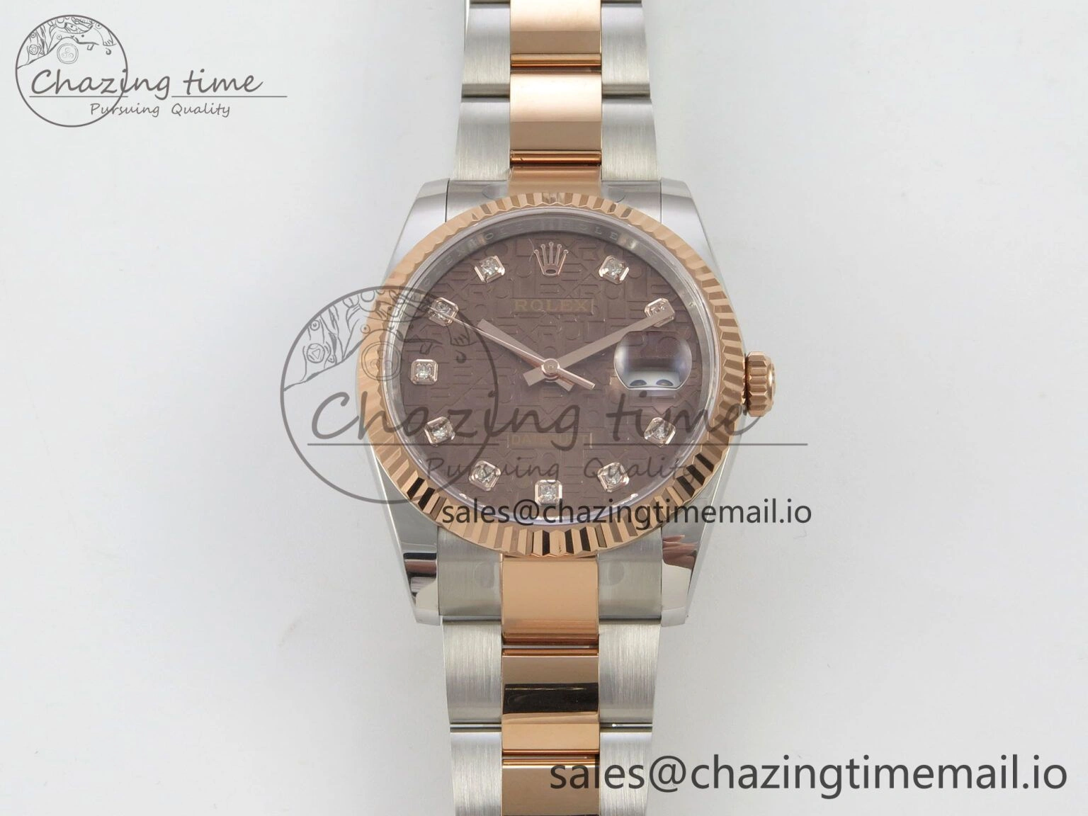DateJust 36 SS RG ARF 1:1 Best Edition 904L Steel Rolxx Brown Diamonds Dial on Oyster Bracelet SH3235