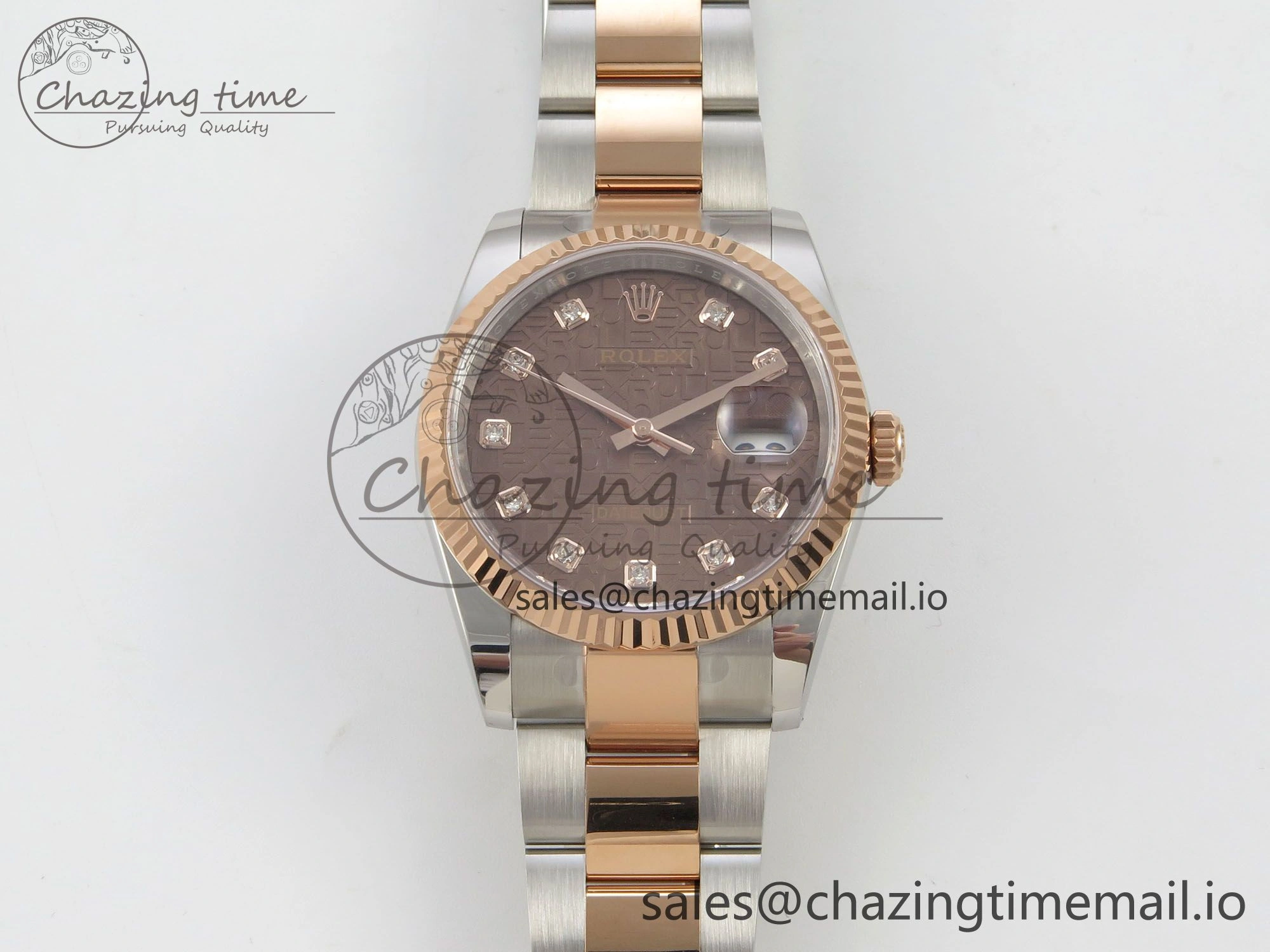 DateJust 36 SS RG ARF 1:1 Best Edition 904L Steel Rolxx Brown Diamonds Dial on Oyster Bracelet SH3235