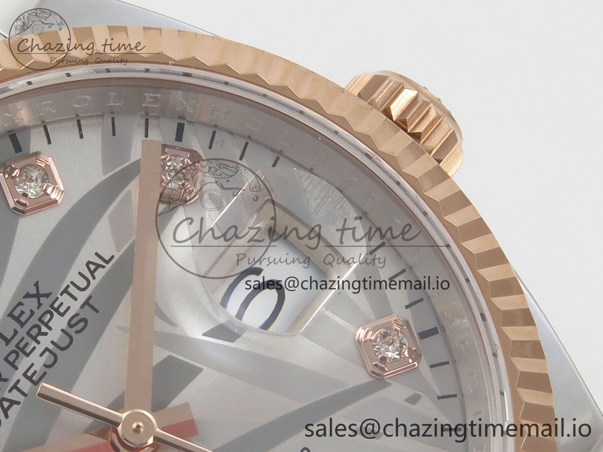 DateJust 36 SS RG ARF 1:1 Best Edition 904L Steel Silver Leaf Diamonds Dial on Oyster Bracelet SH3235