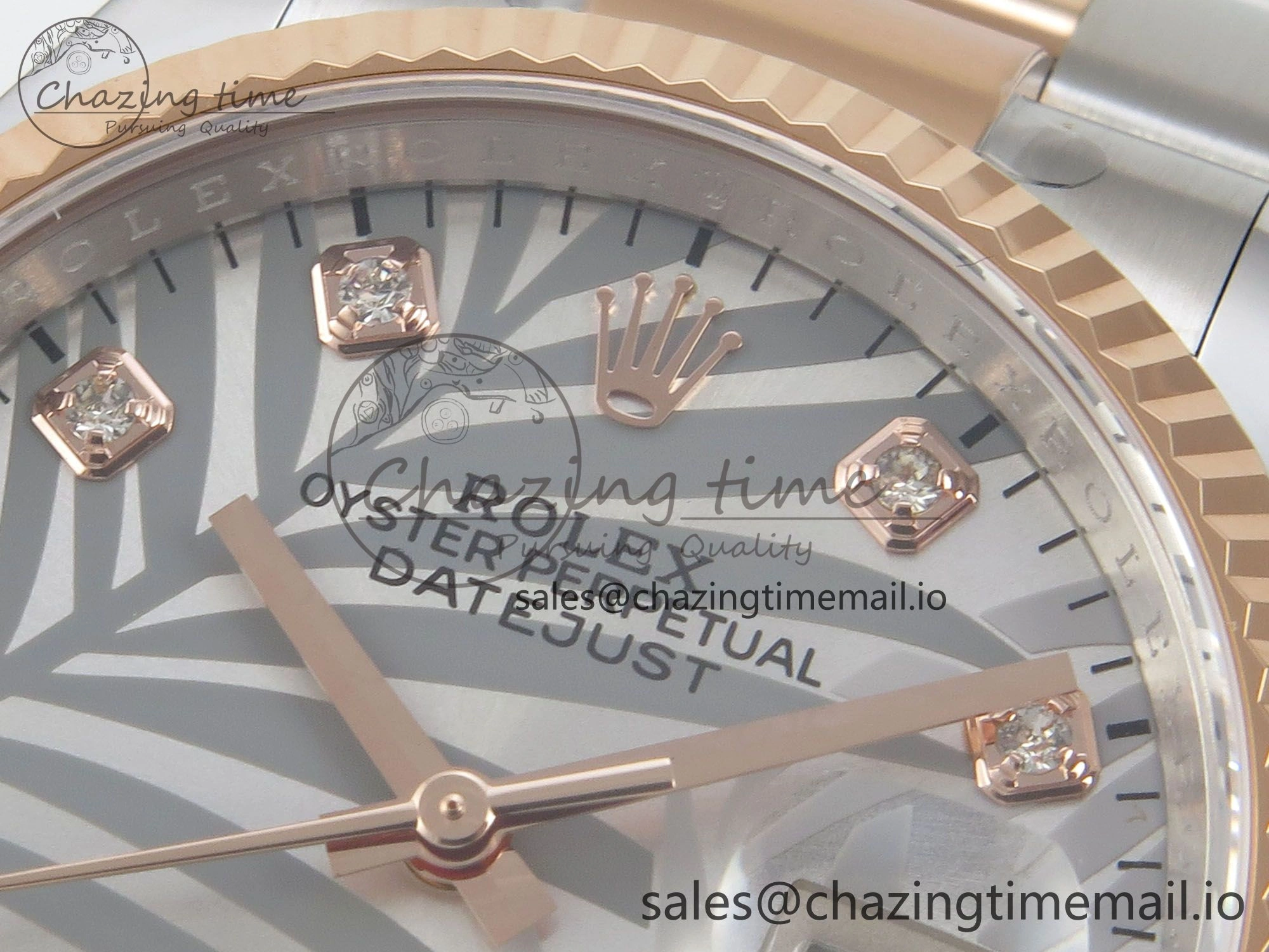 DateJust 36 SS RG ARF 1:1 Best Edition 904L Steel Silver Leaf Diamonds Dial on Oyster Bracelet SH3235