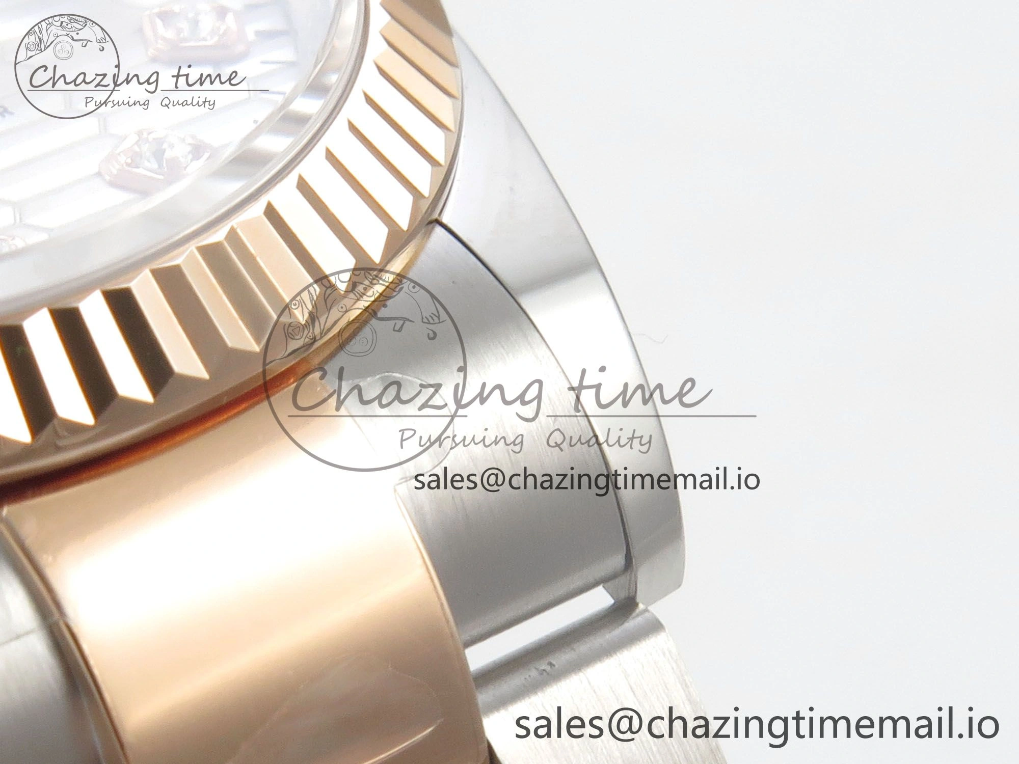 DateJust 36 SS RG ARF 1:1 Best Edition 904L Steel Silver Textured Diamonds Dial on Oyster Bracelet SH3235