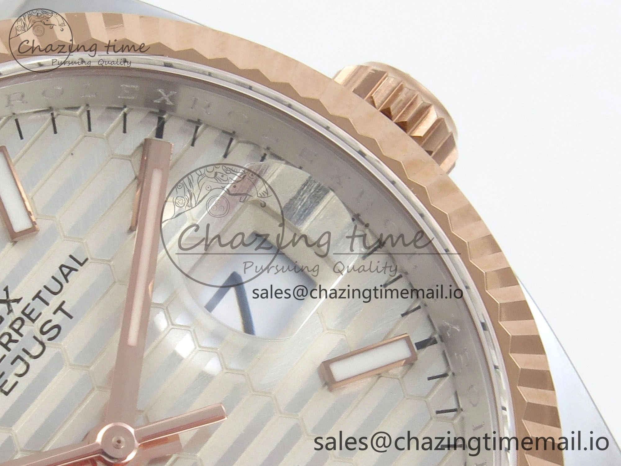 DateJust 36 SS RG ARF 1:1 Best Edition 904L Steel Silver Textured Stick Dial on Oyster Bracelet SH3235