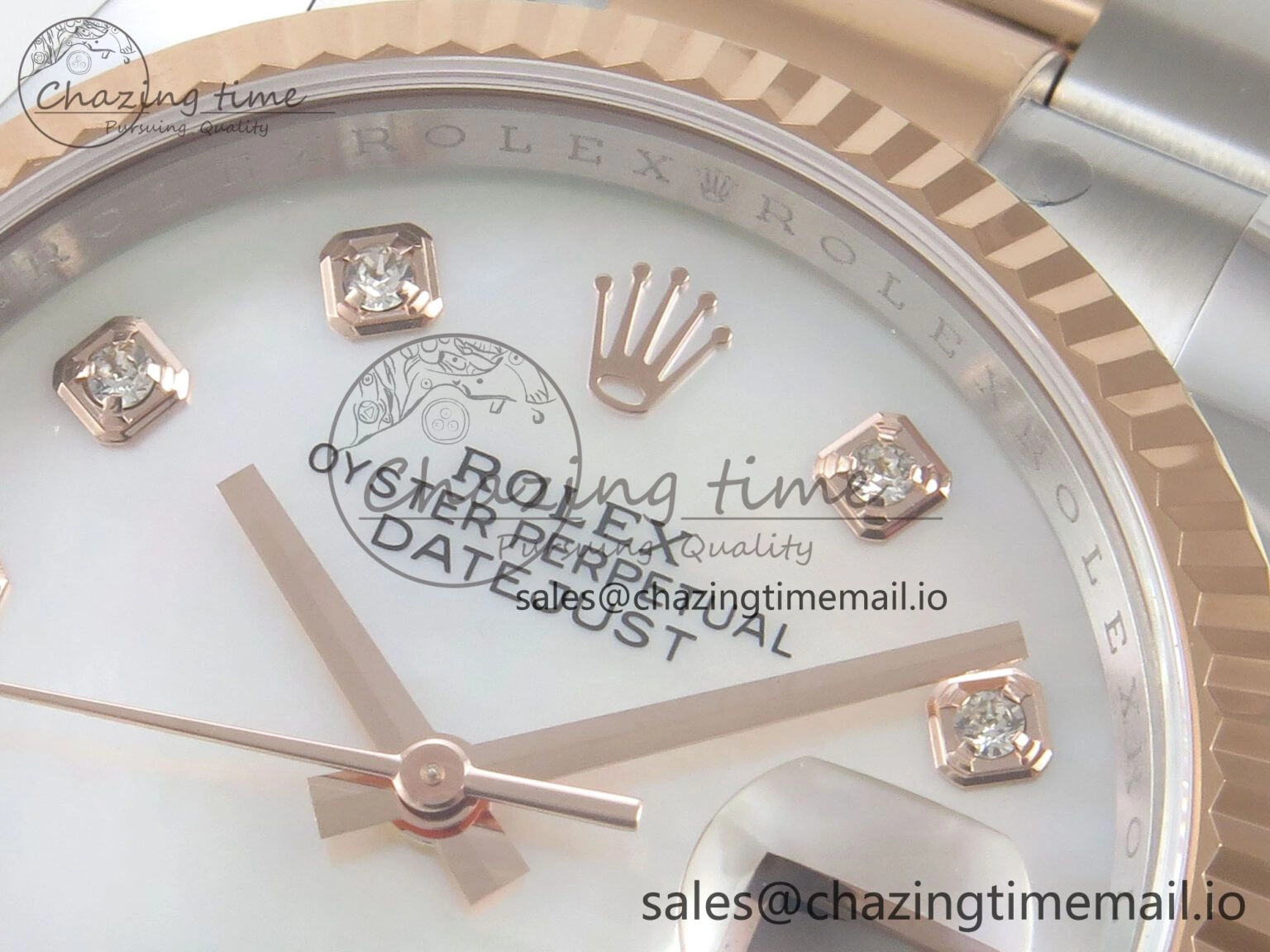 DateJust 36 SS RG ARF 1:1 Best Edition 904L Steel White MOP Diamonds Dial on Oyster Bracelet SH3235