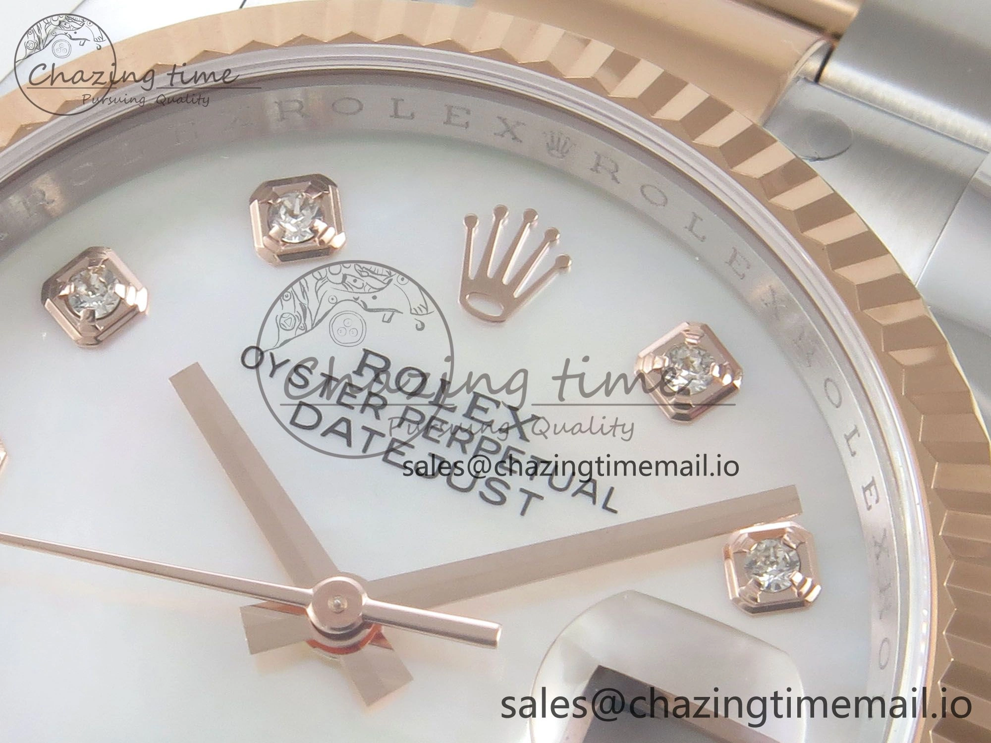 DateJust 36 SS RG ARF 1:1 Best Edition 904L Steel White MOP Diamonds Dial on Oyster Bracelet SH3235