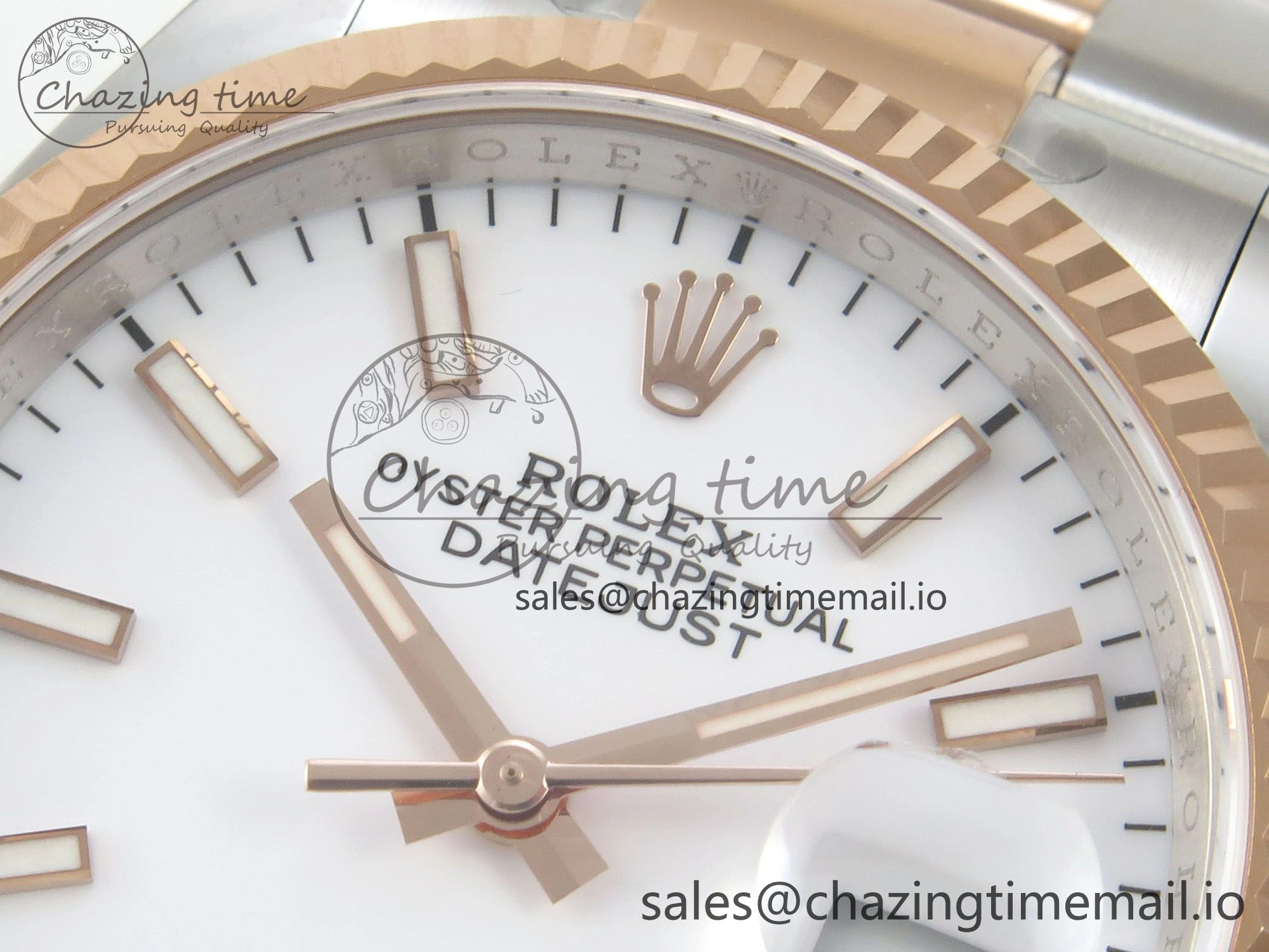DateJust 36 SS RG ARF 1:1 Best Edition 904L Steel White Stick Dial on Oyster Bracelet SH3235