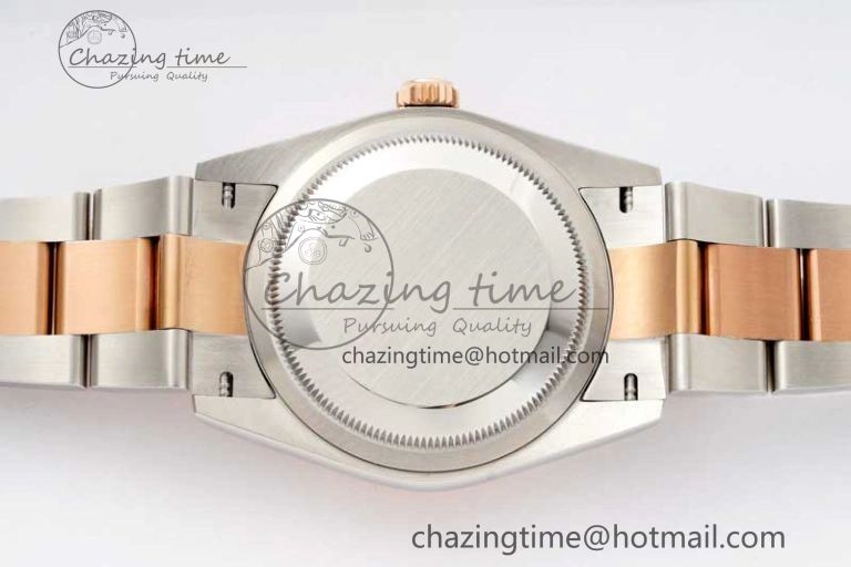 DateJust 36 SS RG DIWF 1:1 Best Edition 904L Steel Gray Dial Green Markers on Oyster Bracelet SA3235