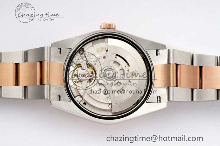 DateJust 36 SS RG DIWF 1:1 Best Edition 904L Steel Gray Dial Green Markers on Oyster Bracelet SA3235