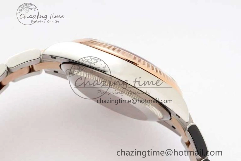 DateJust 36 SS RG DIWF 1:1 Best Edition 904L Steel Gray Dial Green Markers on Oyster Bracelet SA3235