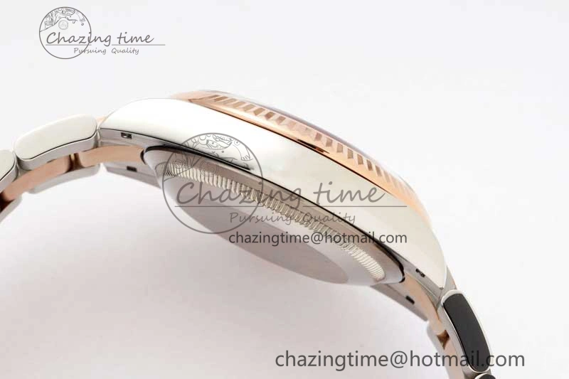 DateJust 36 SS RG DIWF 1:1 Best Edition 904L Steel Gray Dial Green Markers on Oyster Bracelet SA3235