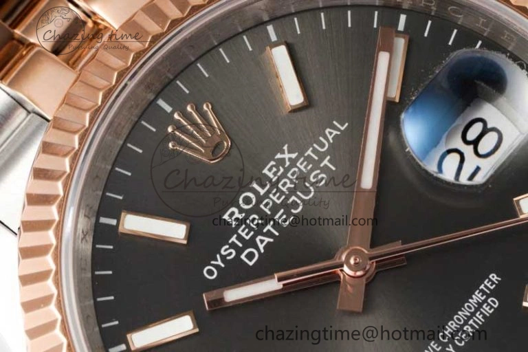 DateJust 36 SS RG DIWF 1:1 Best Edition 904L Steel Gray Stick Dial on Jubilee Bracelet SA3235