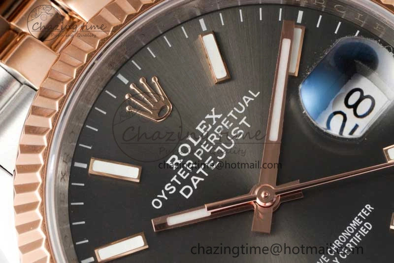 DateJust 36 SS RG DIWF 1:1 Best Edition 904L Steel Gray Stick Dial on Jubilee Bracelet SA3235