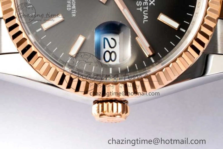 DateJust 36 SS RG DIWF 1:1 Best Edition 904L Steel Gray Stick Dial on Jubilee Bracelet SA3235