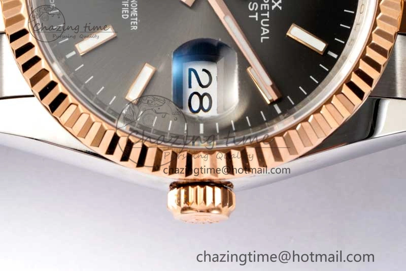 DateJust 36 SS RG DIWF 1:1 Best Edition 904L Steel Gray Stick Dial on Jubilee Bracelet SA3235