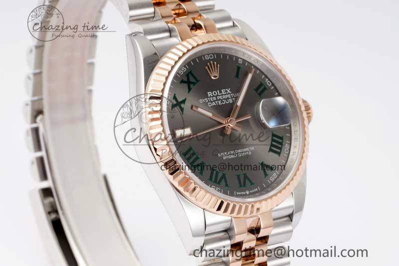 DateJust 36 SS RG DIWF 1:1 Best Edition 904L Steel Gray Stick Dial on Jubilee Bracelet SA3235