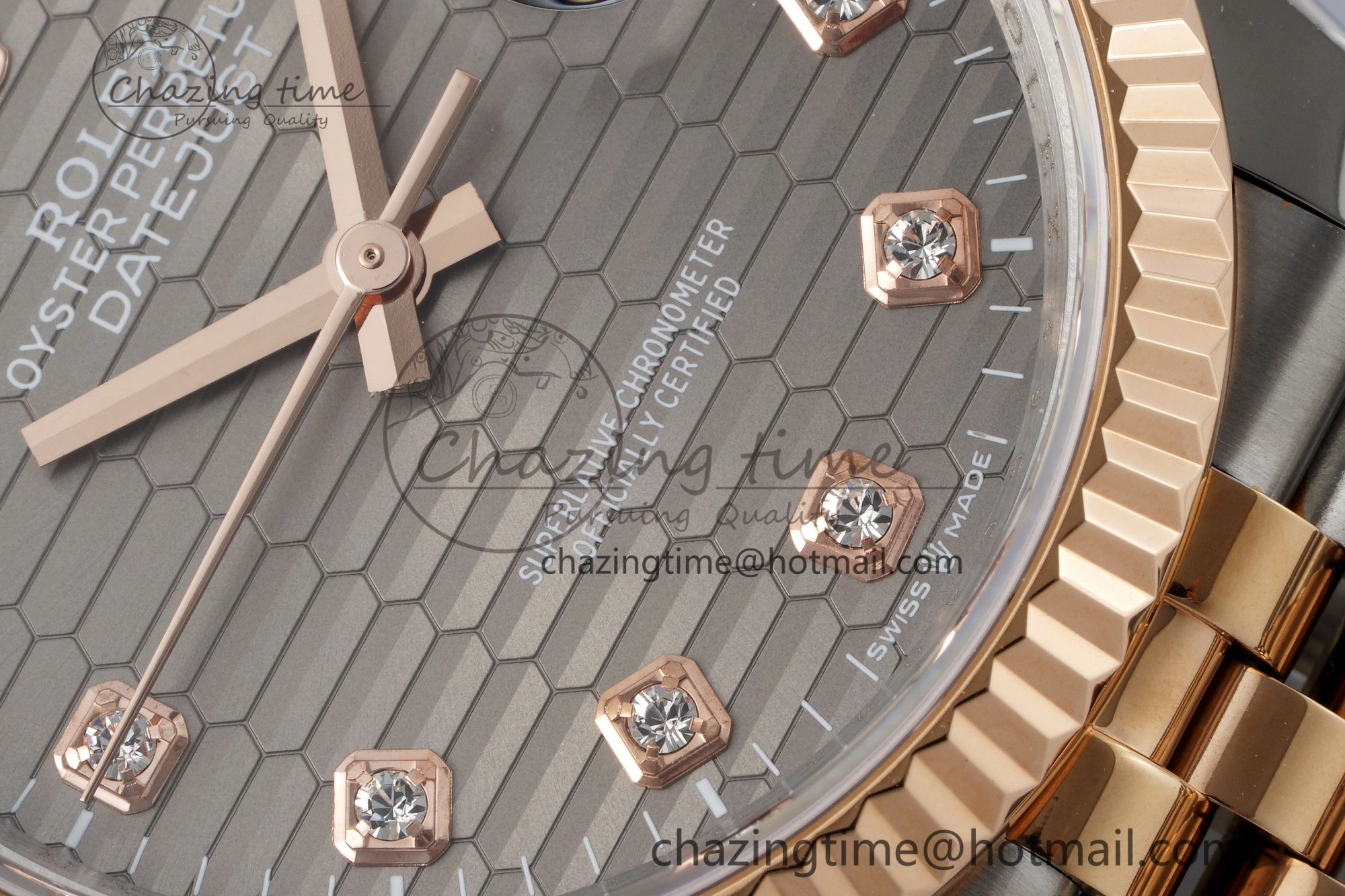 DateJust 36 SS RG Gold Wrapped JDF 1:1 Best Edition Brown Diamonds Textured Dial on Jubilee Bracelet VR3235 V2