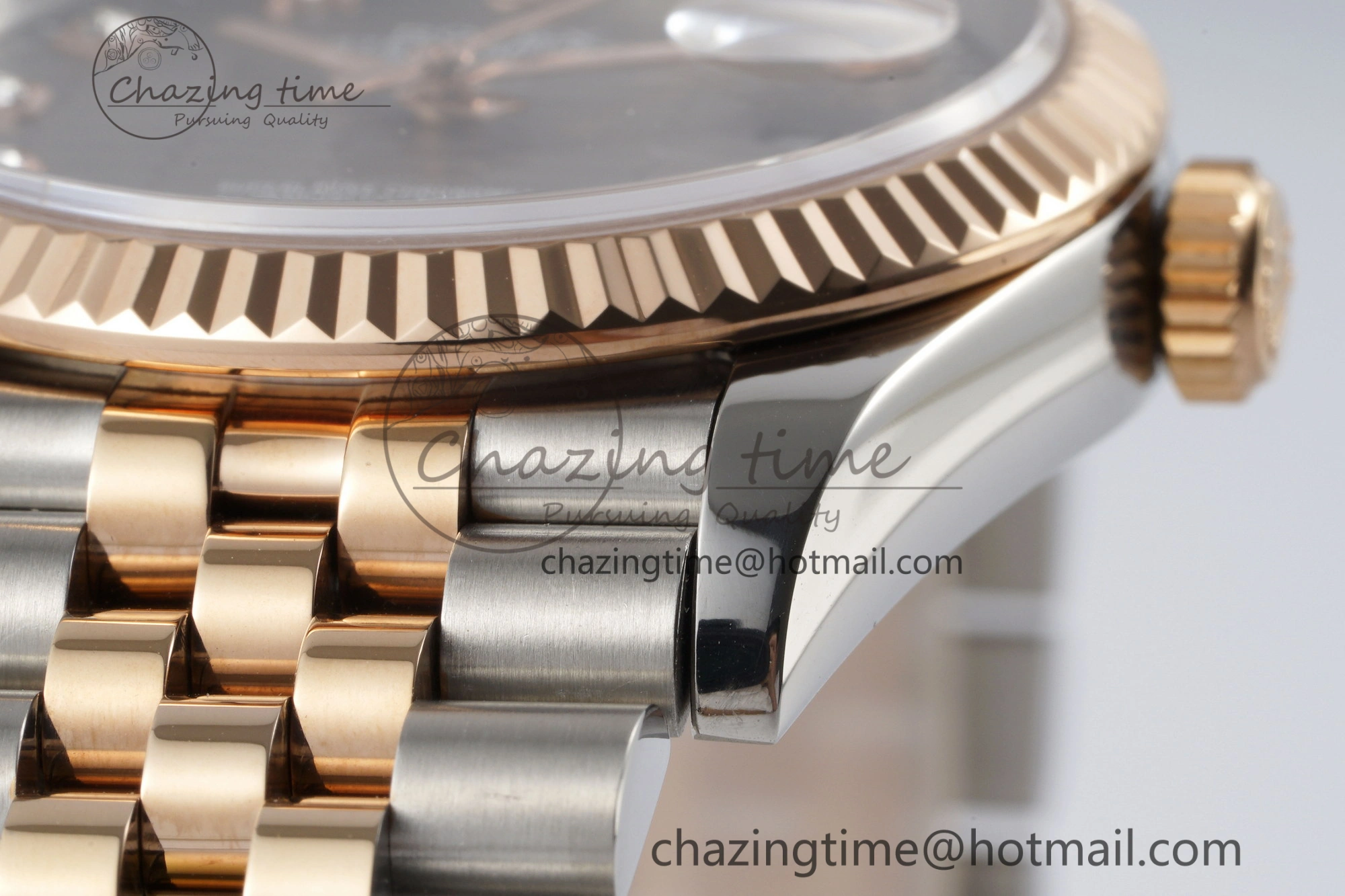 DateJust 36 SS RG Gold Wrapped JDF 1:1 Best Edition Brown Diamonds Textured Dial on Jubilee Bracelet VR3235 V2