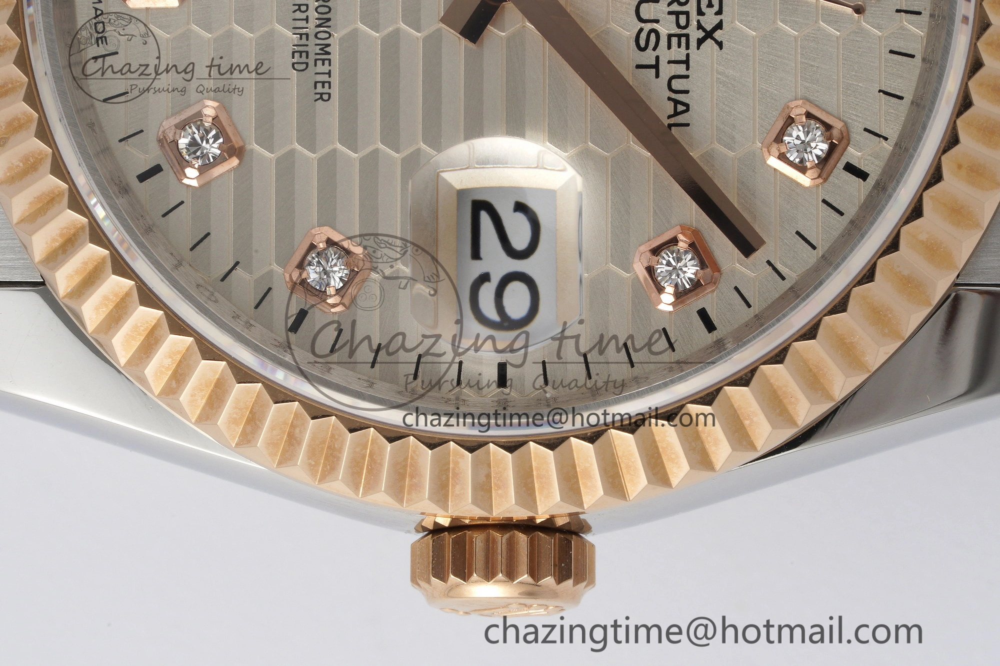 DateJust 36 SS RG Gold Wrapped JDF 1:1 Best Edition Silver Diamonds Textured Dial on Jubilee Bracelet VR3235 V2