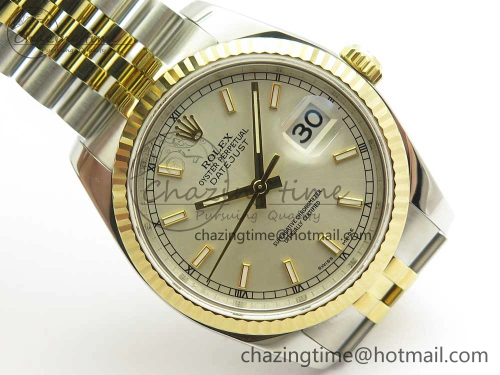 DateJust 36 SS YG 116233 ARF 1:1 Best Edition 904L Steel White Dial Stick Markers on Jubilee Bracelet SH3135 V2