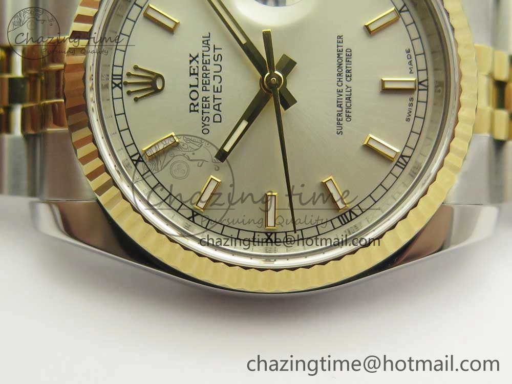 DateJust 36 SS YG 116233 ARF 1:1 Best Edition 904L Steel White Dial Stick Markers on Jubilee Bracelet SH3135 V2
