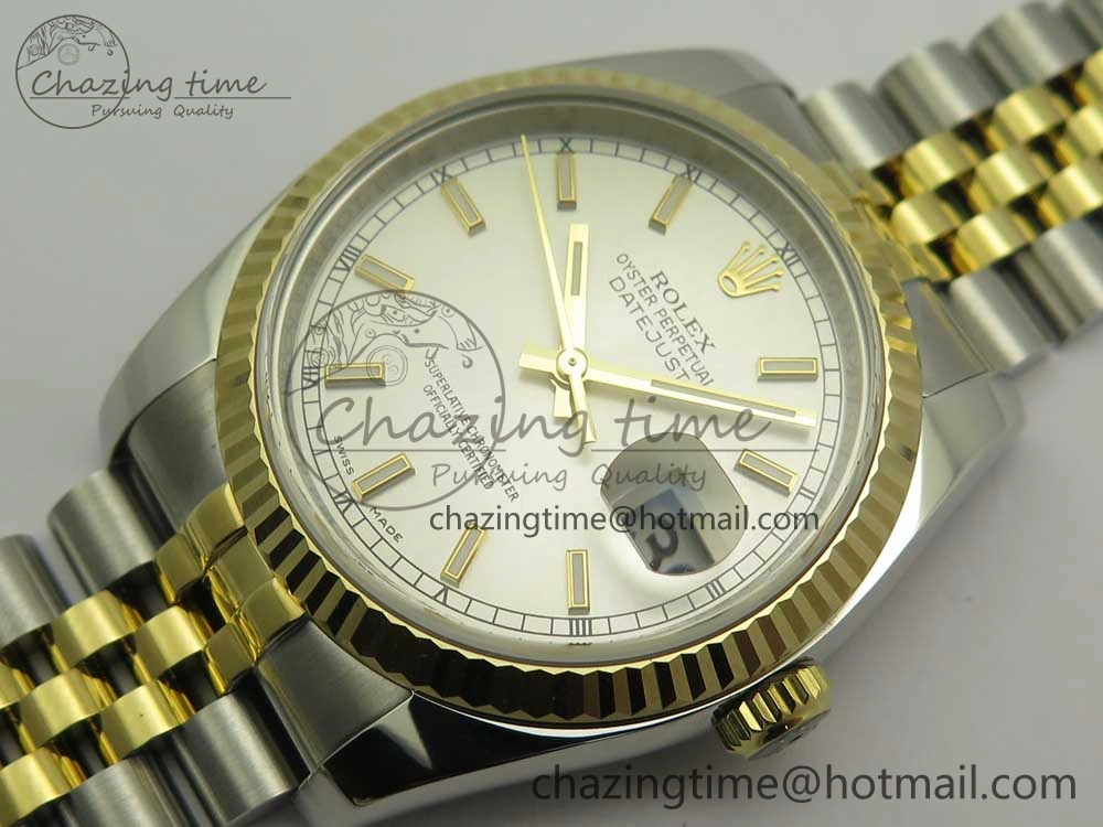 DateJust 36 SS YG 116233 ARF 1:1 Best Edition 904L Steel White Dial Stick Markers on Jubilee Bracelet SH3135 V2