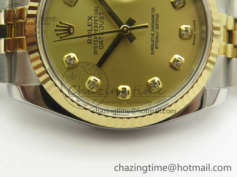 DateJust 36 SS YG 116233 ARF 1:1 Best Edition 904L Steel YG Dial Diamonds Markers on Jubilee Bracelet SH3135 V2