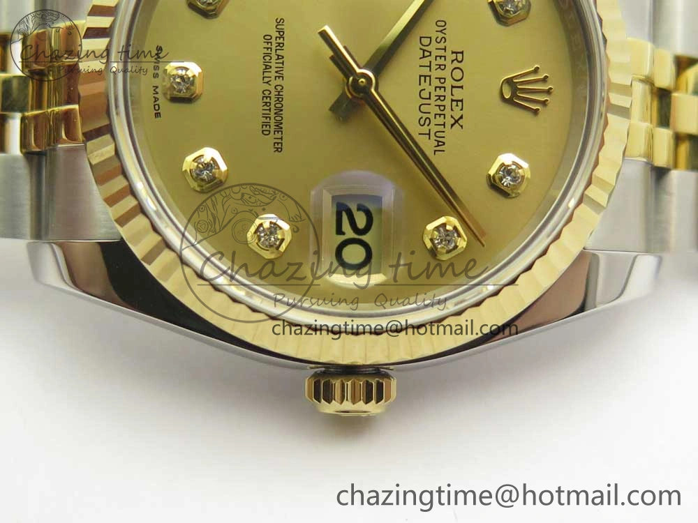 DateJust 36 SS YG 116233 ARF 1:1 Best Edition 904L Steel YG Dial Diamonds Markers on Jubilee Bracelet SH3135 V2