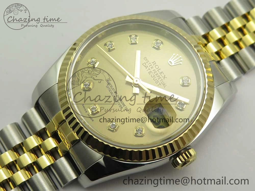 DateJust 36 SS YG 116233 ARF 1:1 Best Edition 904L Steel YG Dial Diamonds Markers on Jubilee Bracelet SH3135 V2