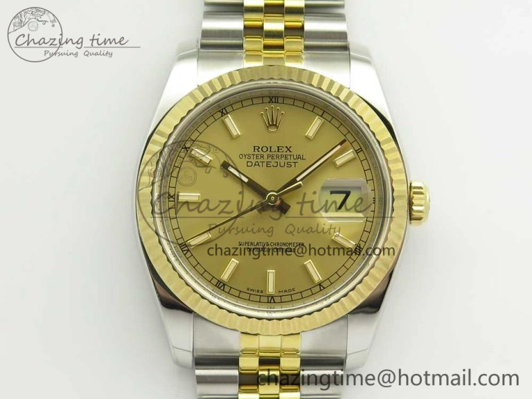 DateJust 36 SS YG 116233 ARF 1:1 Best Edition 904L Steel YG Dial Stick Markers on Jubilee Bracelet SH3135 V2